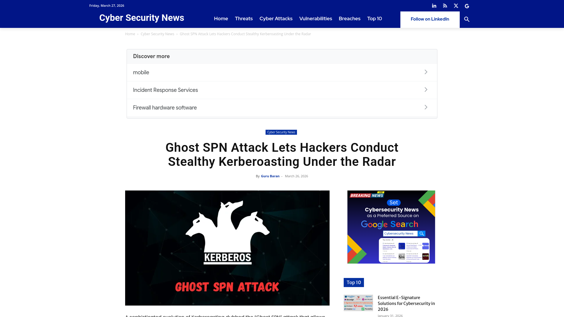 Ghost SPN Attack Lets Hackers Conduct Stealthy Kerberoasting Under the Radar