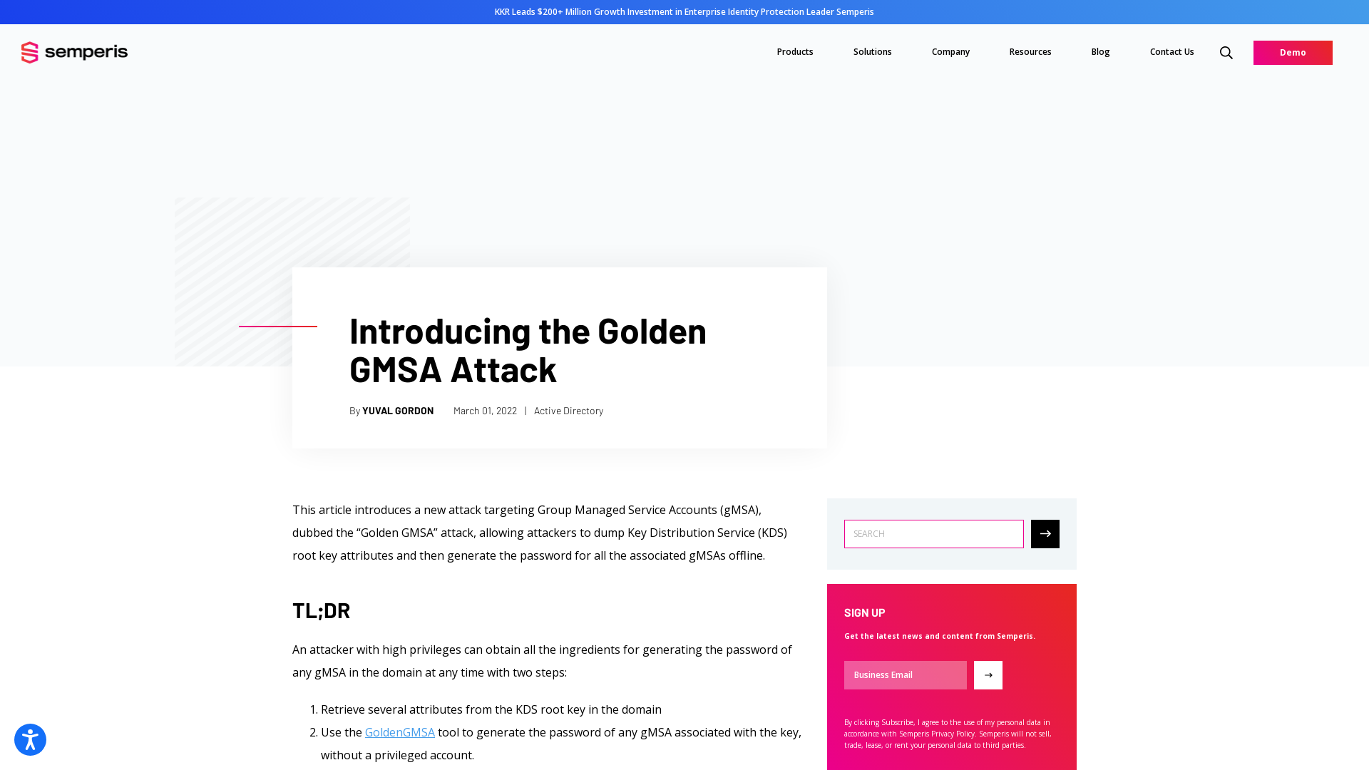 Introducing the Golden GMSA Attack | Semperis