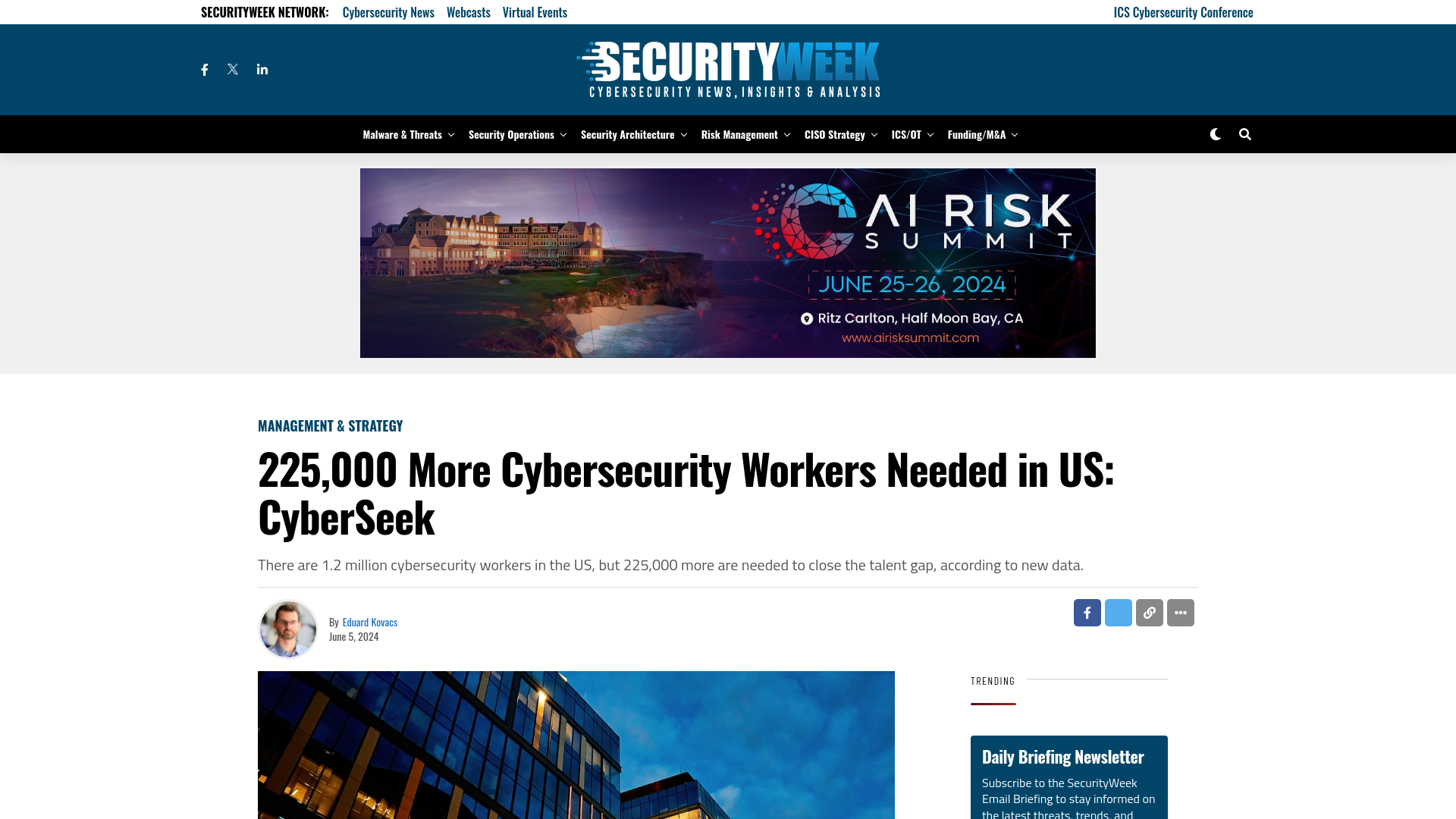 225,000 More Cybersecurity Workers Needed in US: CyberSeek - SecurityWeek