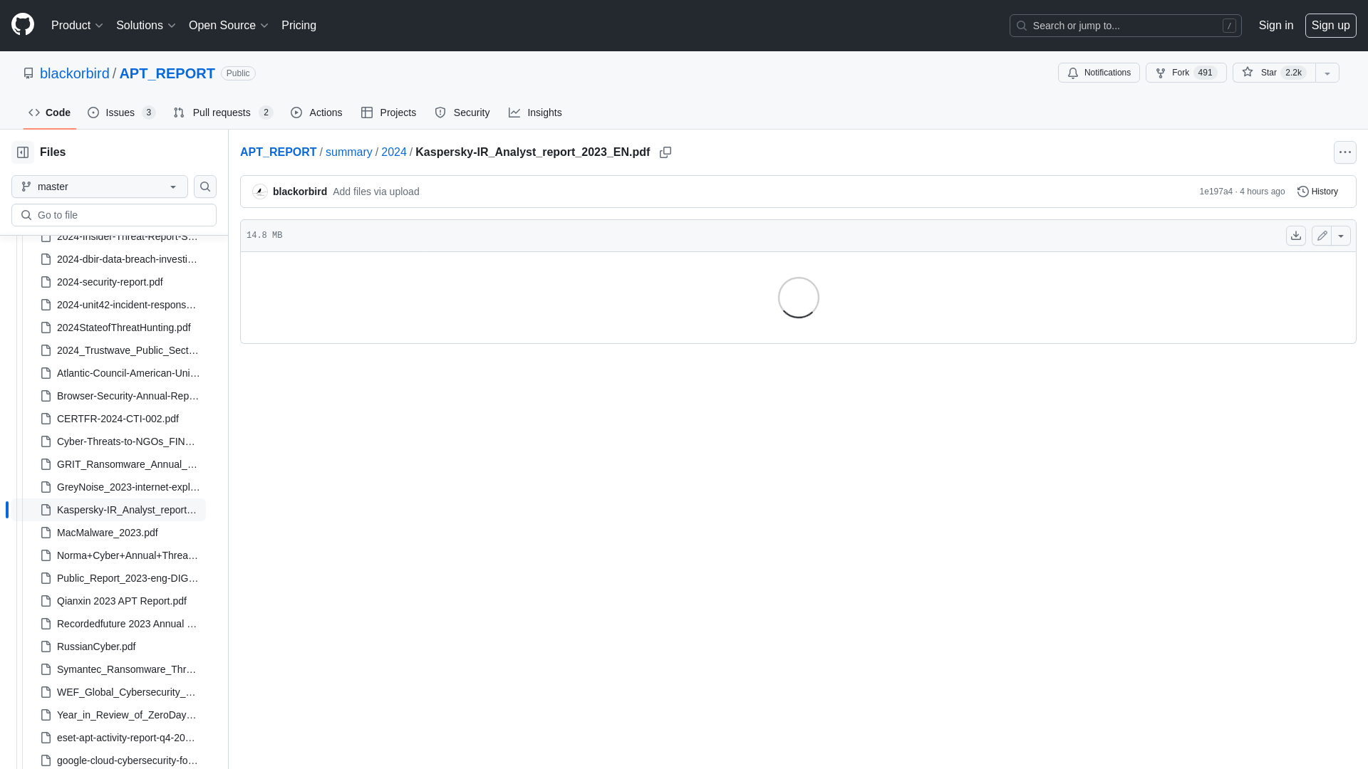 APT_REPORT/summary/2024/Kaspersky-IR_Analyst_report_2023_EN.pdf at master · blackorbird/APT_REPORT · GitHub