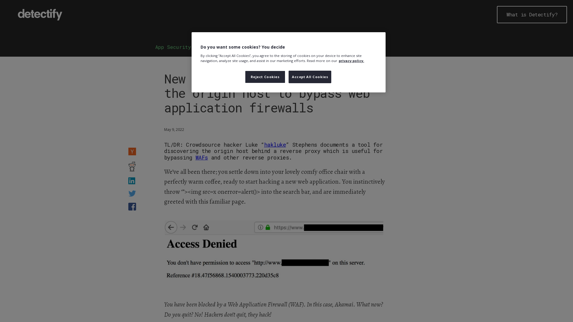 New tool release: Discovering the origin host to bypass web application firewalls - Detectify Labs