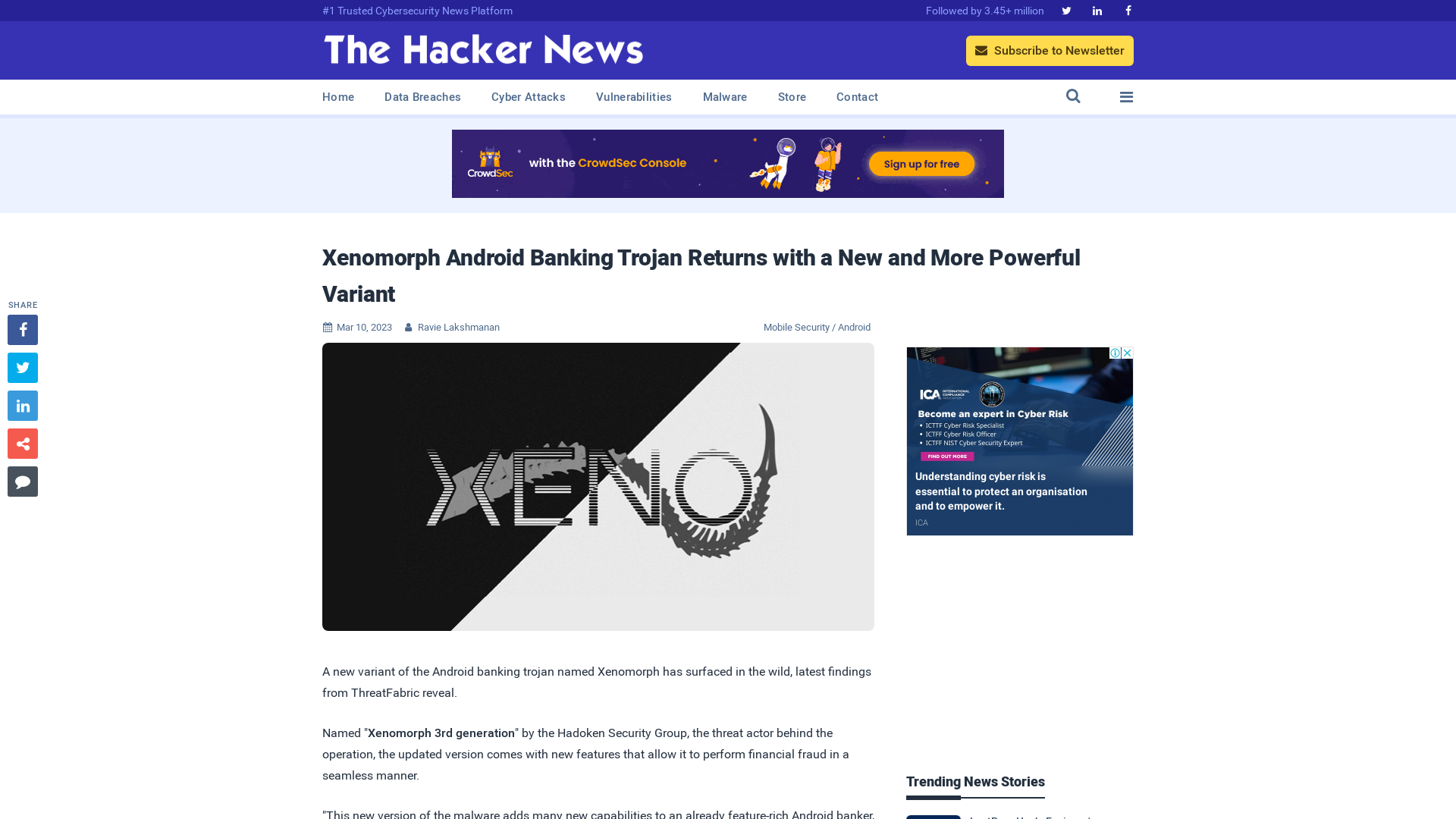 Xenomorph Android Banking Trojan Returns with a New and More Powerful Variant