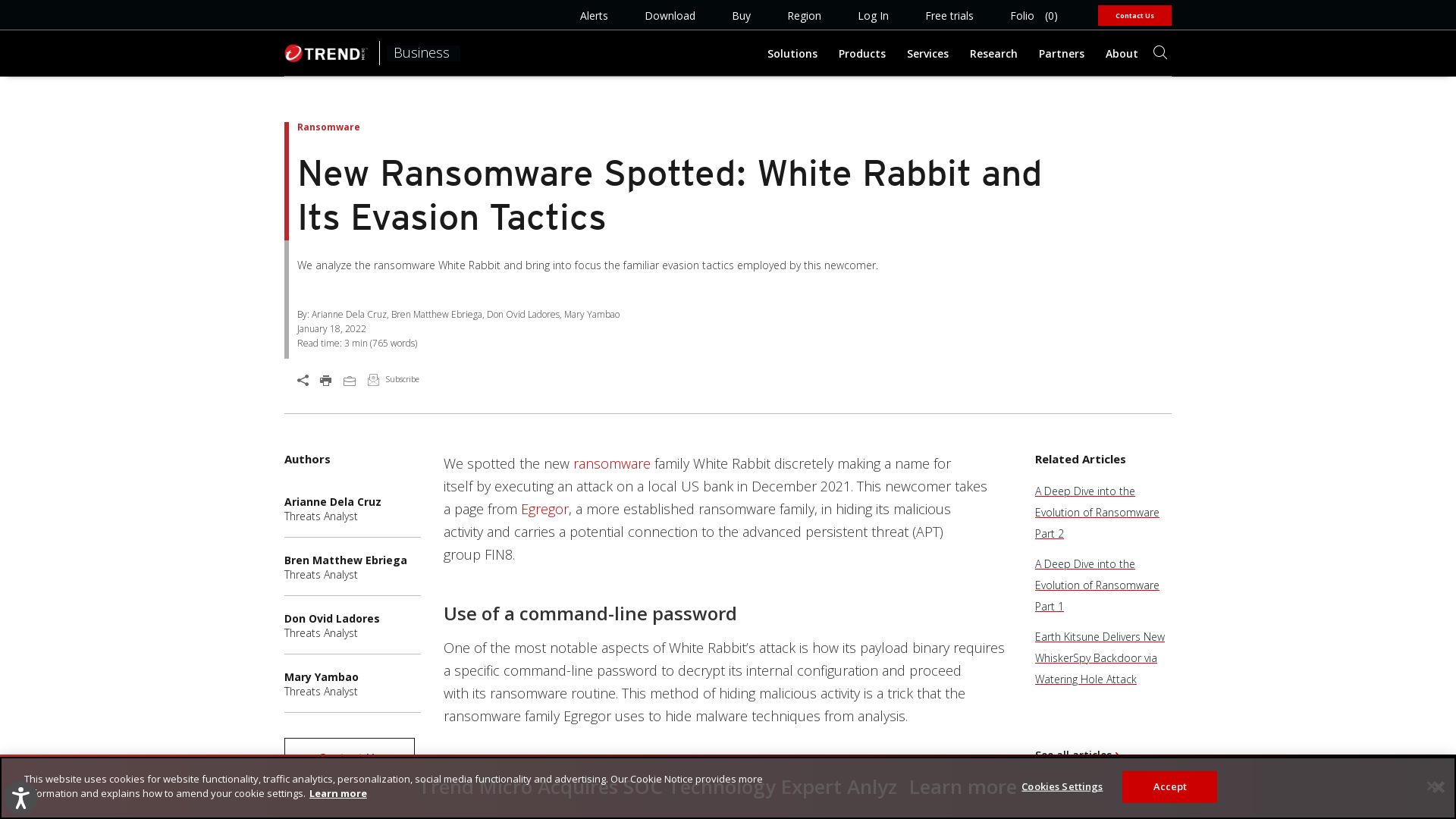 New Ransomware Spotted: White Rabbit and Its Evasion Tactics