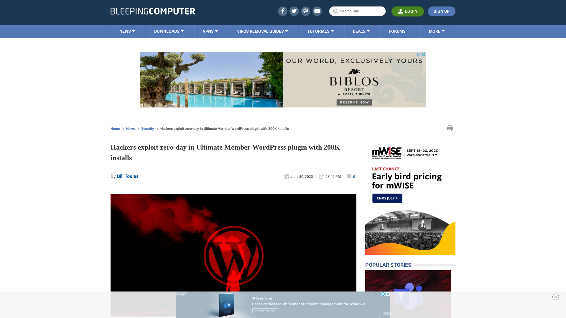 Hackers exploit zero-day in Ultimate Member WordPress plugin with 200K installs
