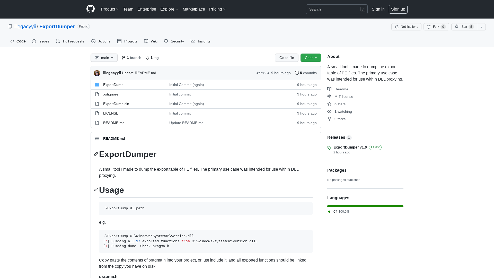 GitHub - iilegacyyii/ExportDumper: A small tool I made to dump the export table of PE files. The primary use case was intended for use within DLL proxying.