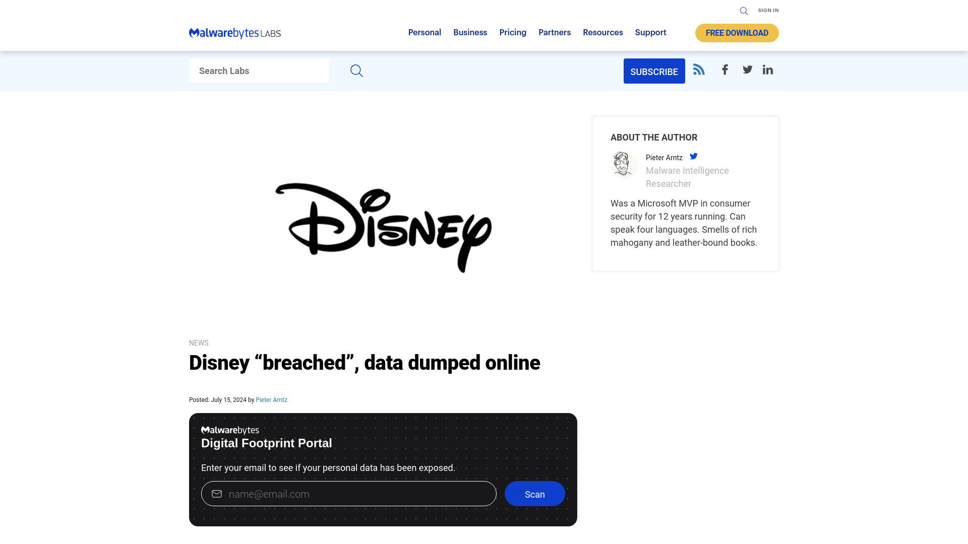 Disney "breached", data dumped online | Malwarebytes