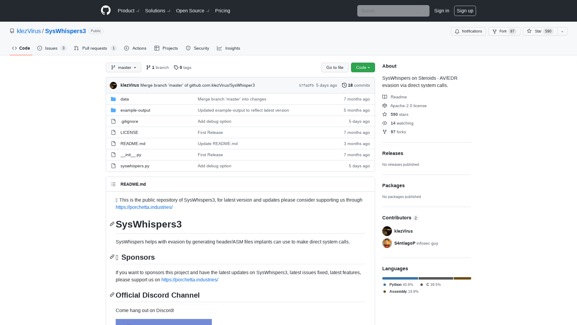 GitHub - klezVirus/SysWhispers3: SysWhispers on Steroids - AV/EDR evasion via direct system calls.