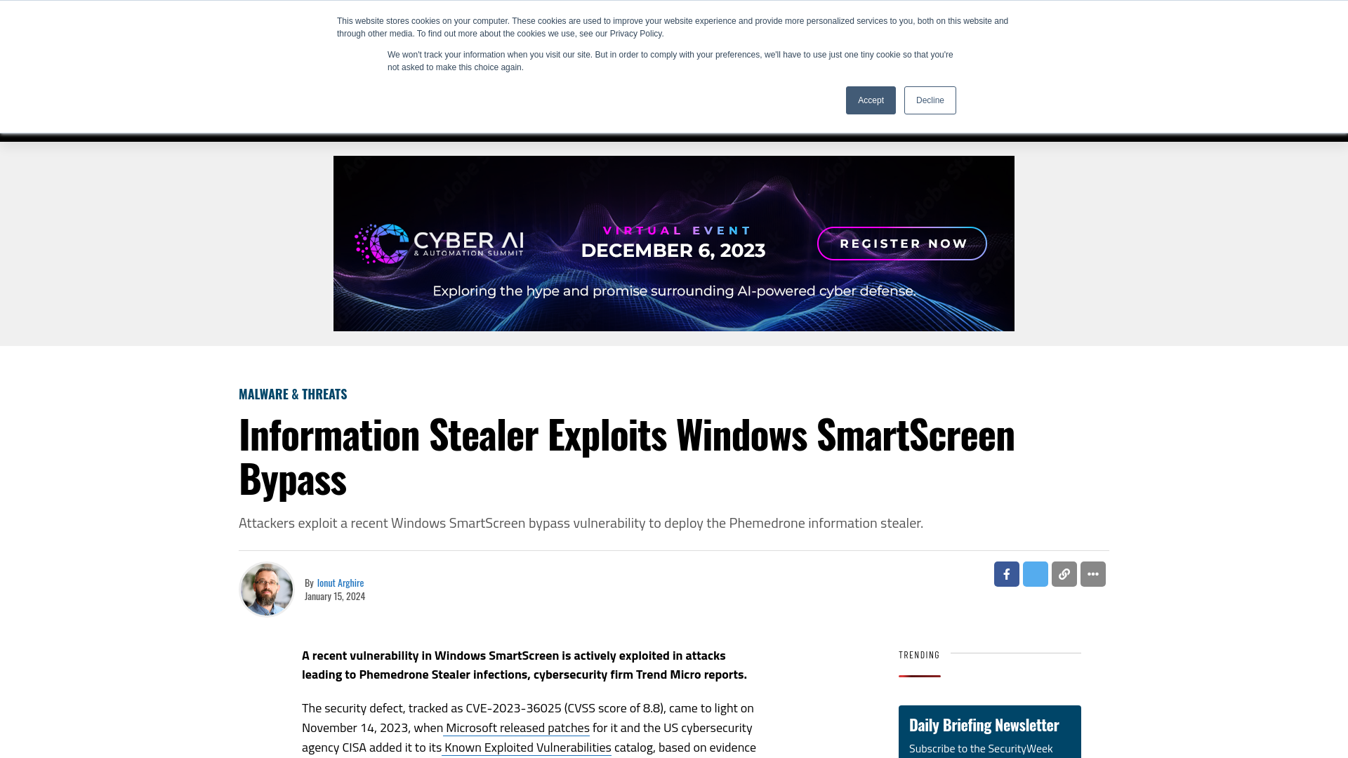 Information Stealer Exploits Windows SmartScreen Bypass - SecurityWeek