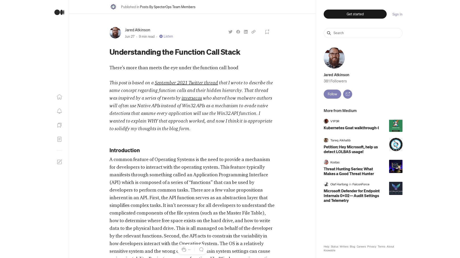 Understanding the Function Call Stack | by Jared Atkinson | Jun, 2022 | Posts By SpecterOps Team Members