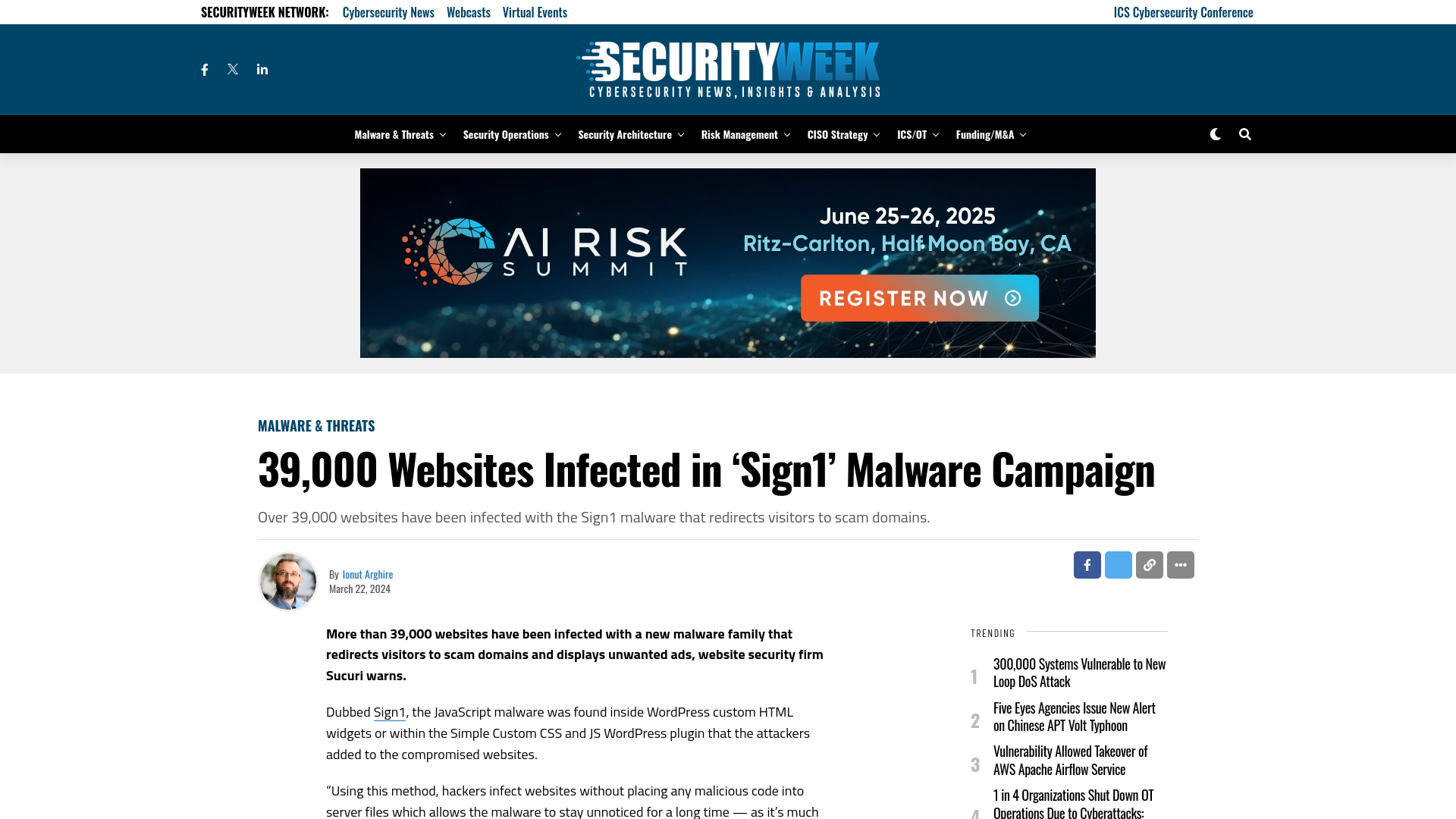 39,000 Websites Infected in 'Sign1' Malware Campaign - SecurityWeek