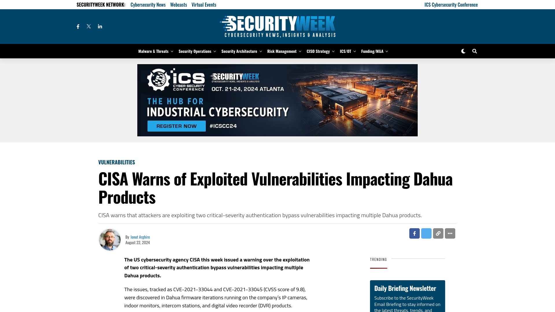 CISA Warns of Exploited Vulnerabilities Impacting Dahua Products - SecurityWeek