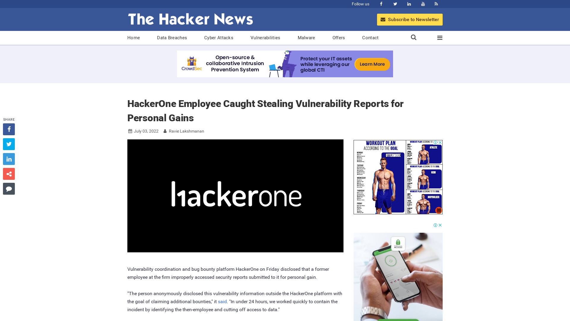 HackerOne Employee Caught Stealing Vulnerability Reports for Personal Gains