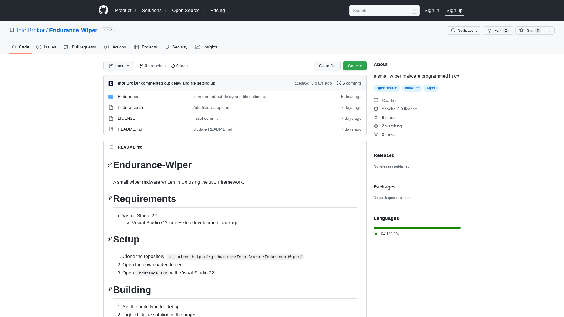 GitHub - IntelBroker/Endurance-Wiper: a small wiper malware programmed in c#