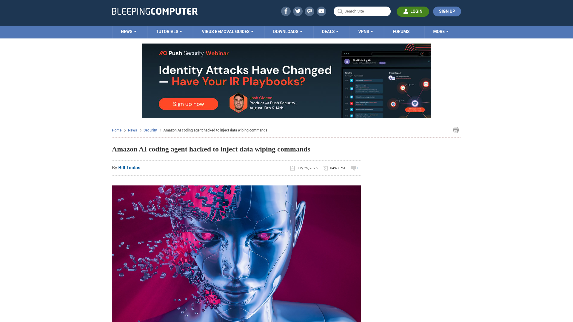 Amazon AI coding agent hacked to inject data wiping commands