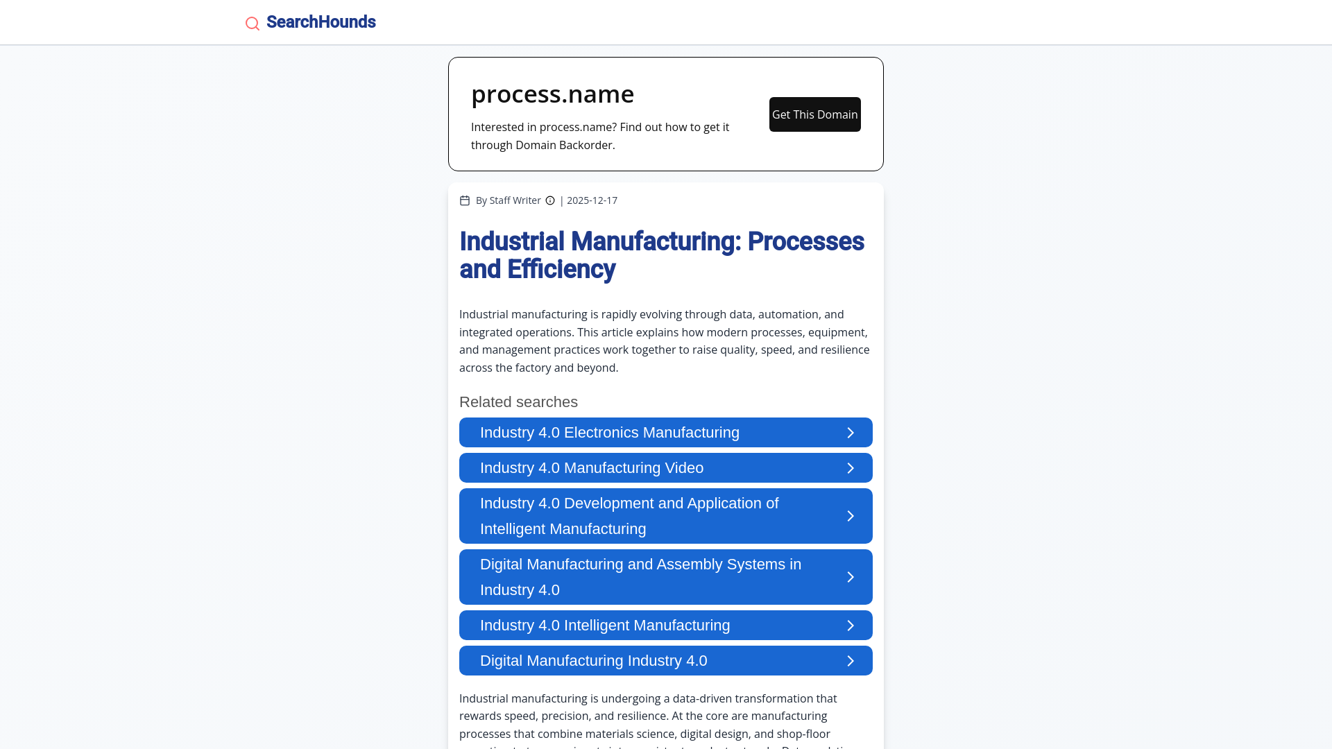 Industrial Manufacturing: Processes and Efficiency | SearchHounds