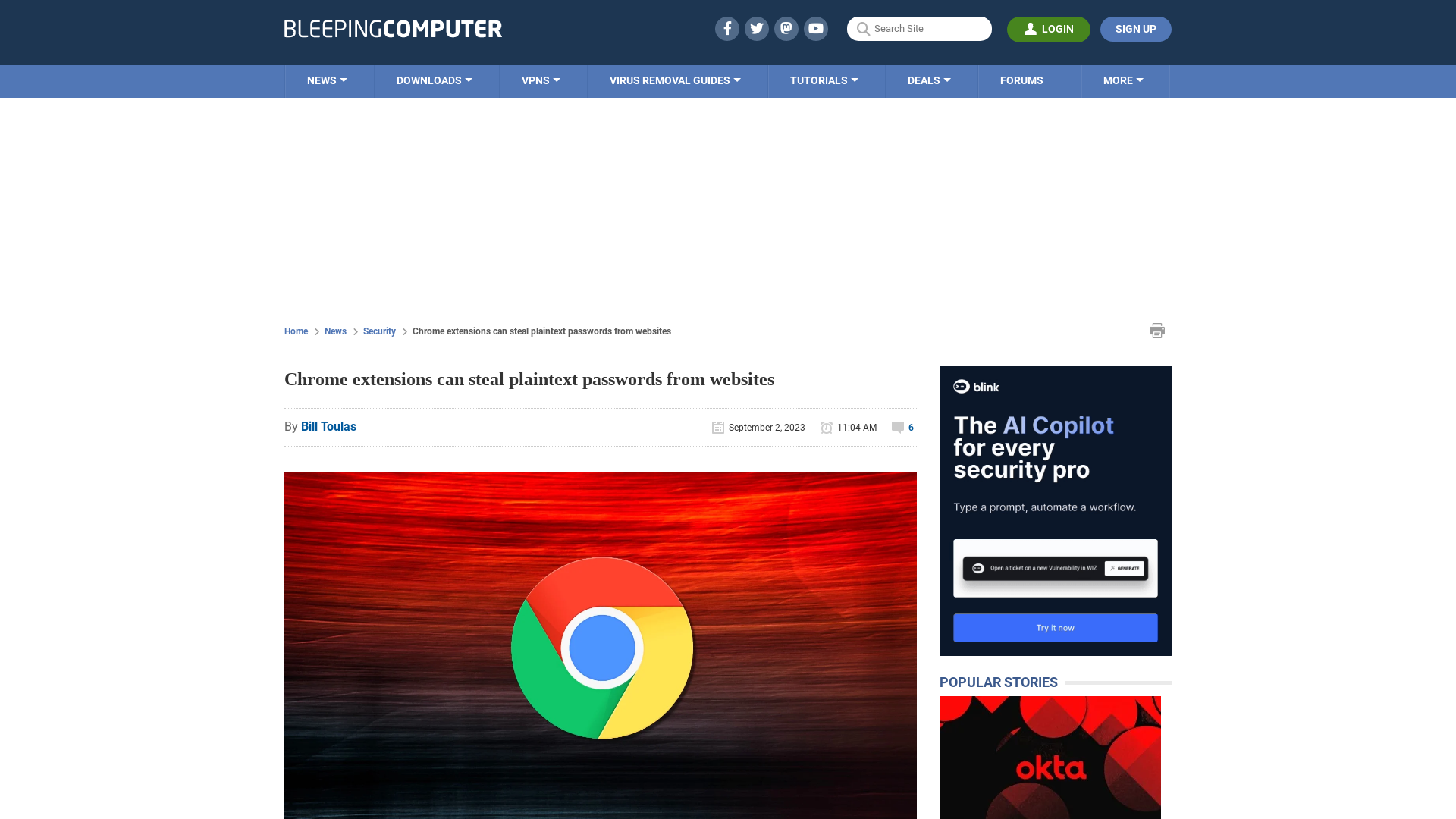 Chrome extensions can steal plaintext passwords from websites