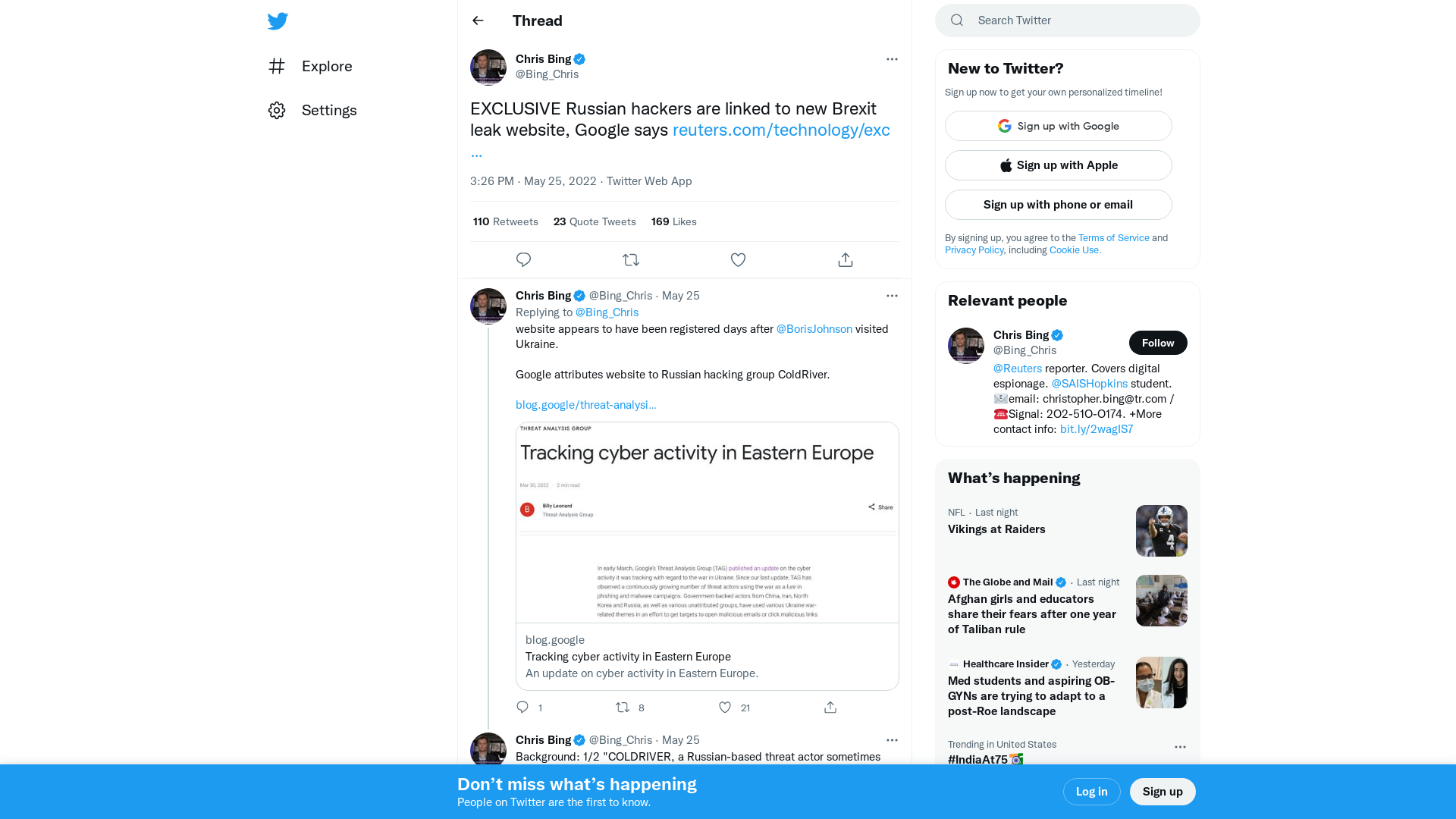 Chris Bing on Twitter: "EXCLUSIVE Russian hackers are linked to new Brexit leak website, Google says https://t.co/GLTxDO83mZ" / Twitter