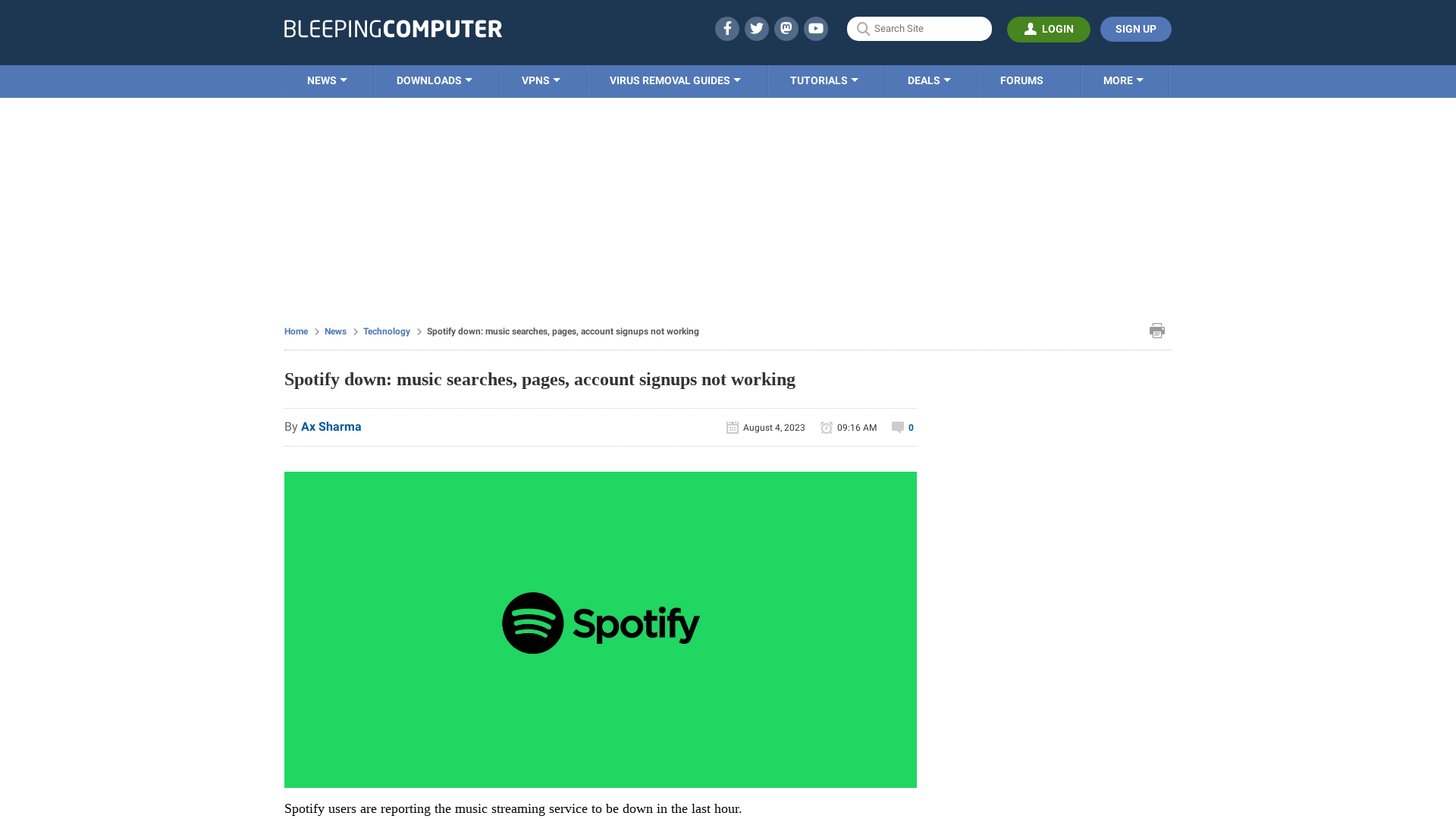 Spotify down: music searches, pages, account signups not working