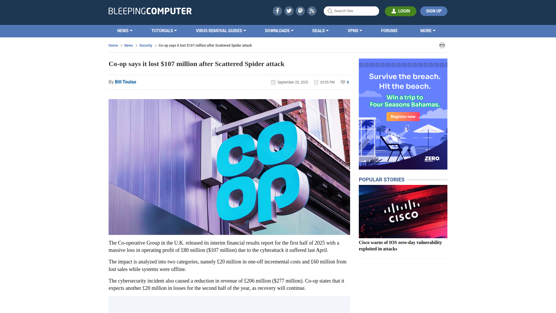 Co-op says it lost $107 million after Scattered Spider attack