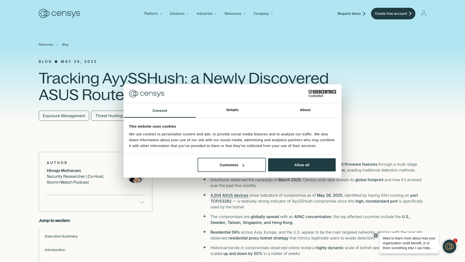 Tracking AyySSHush: a Newly Discovered ASUS Router Botnet Campaign
