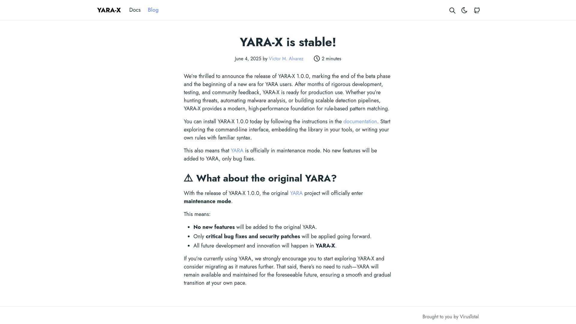 YARA-X is stable!