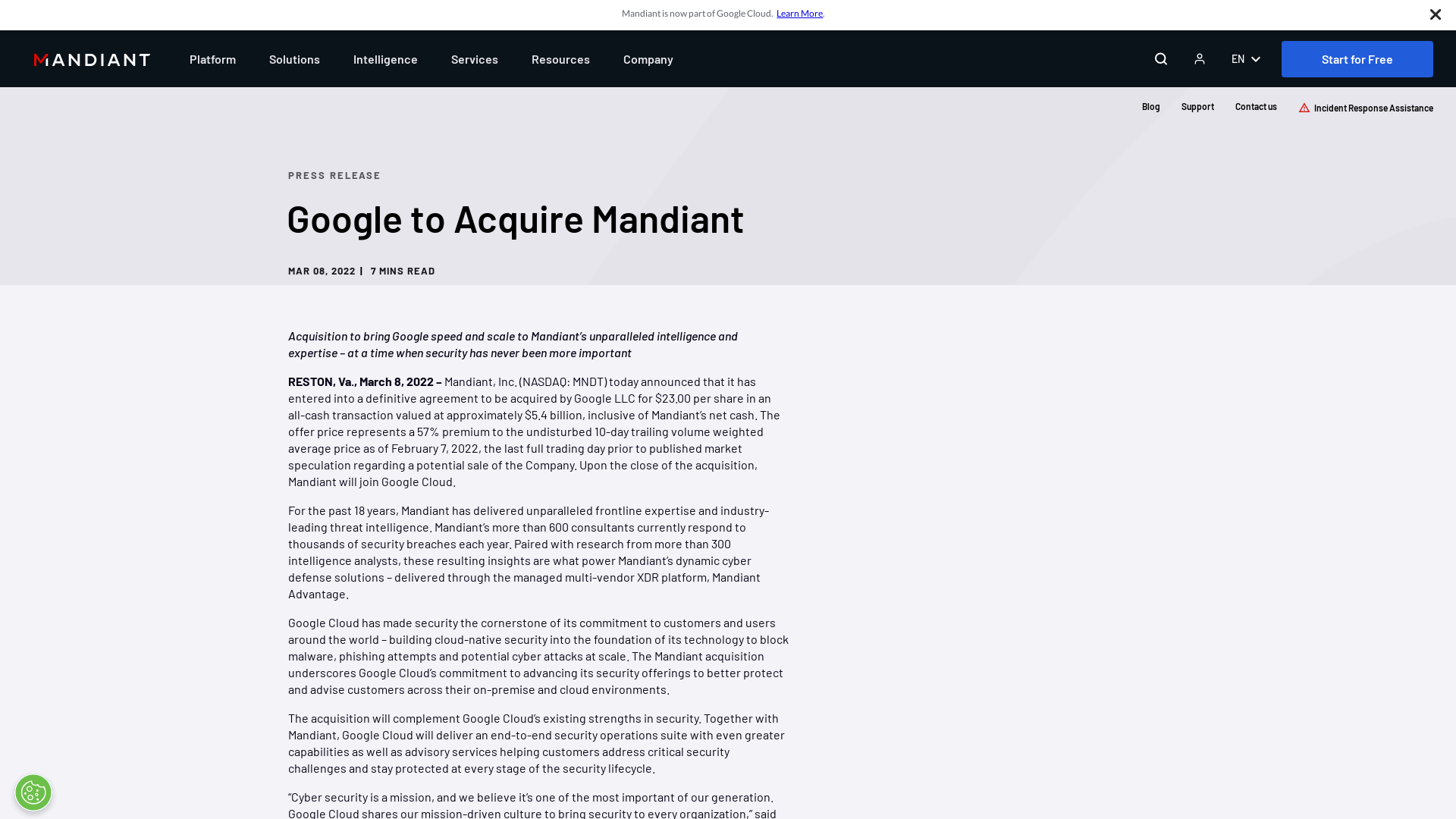 Google to Acquire Mandiant | Mandiant