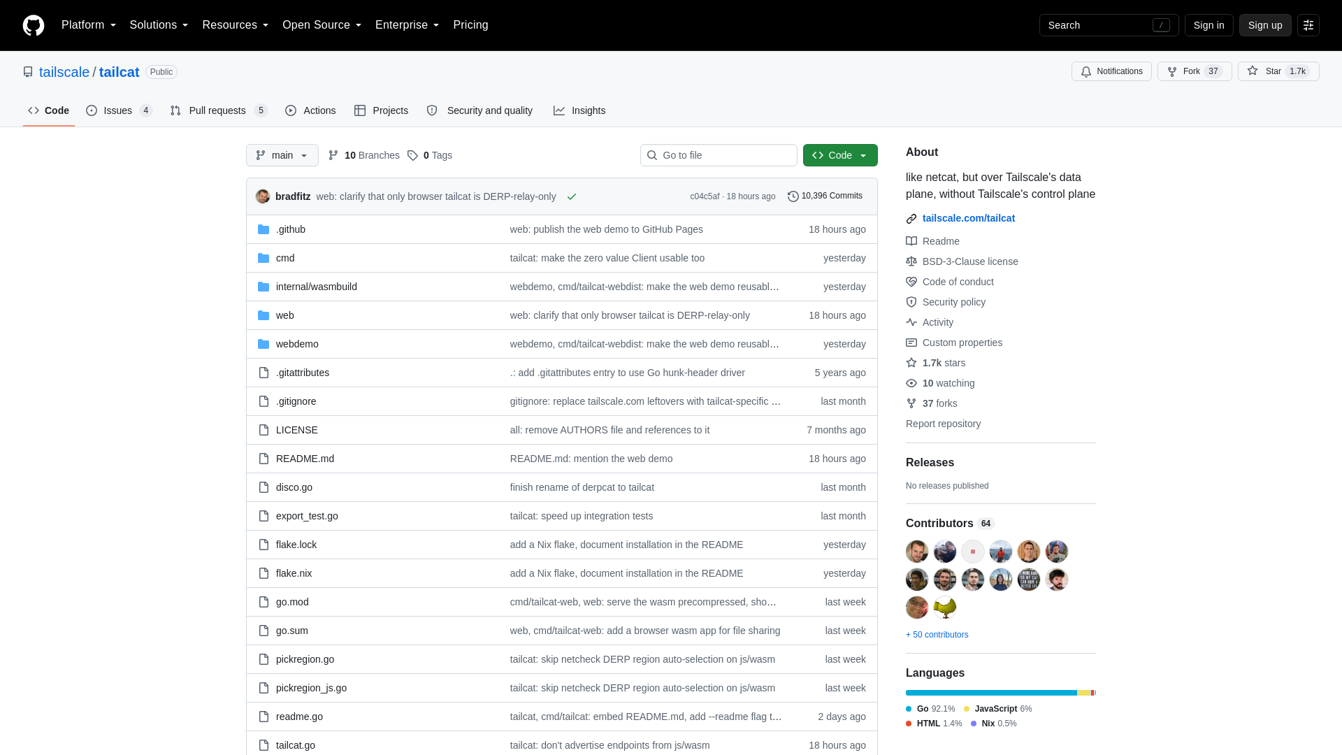 GitHub - tailscale/tailcat: like netcat, but over Tailscale's data plane, without Tailscale's control plane · GitHub