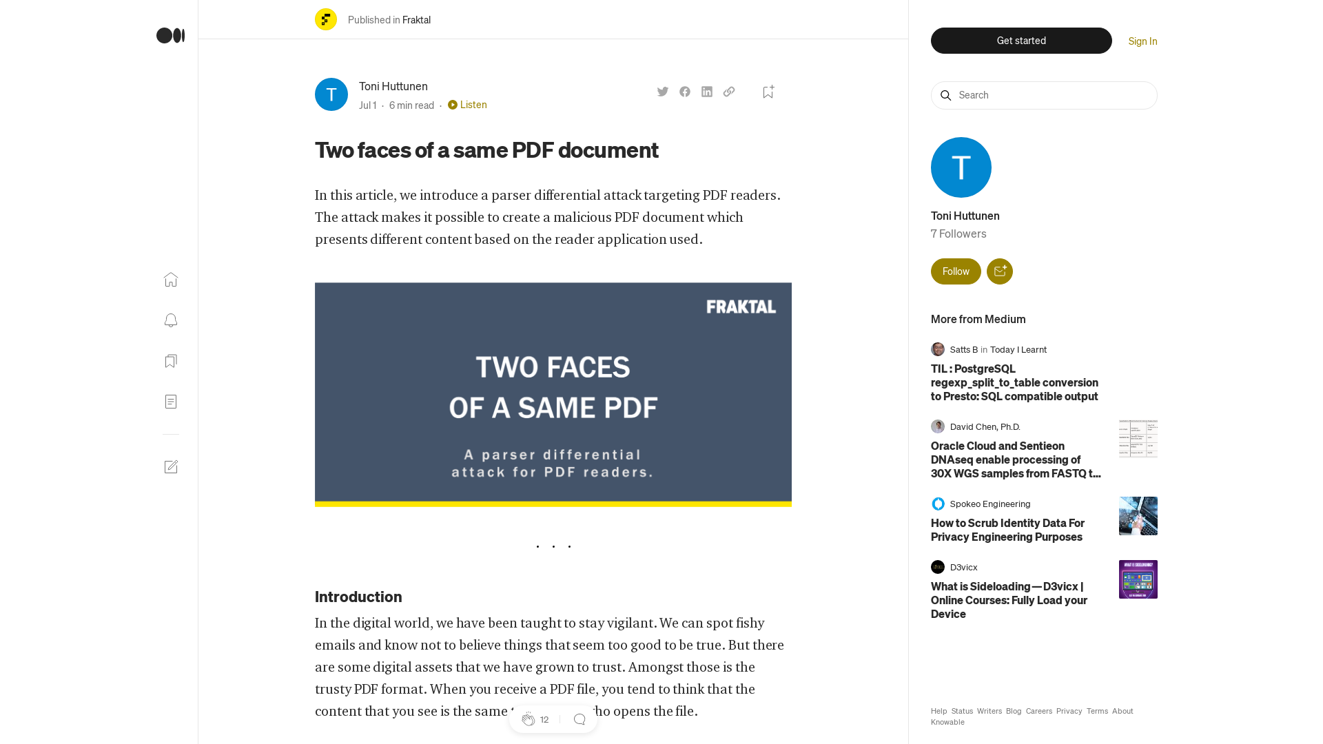 Two faces of a same PDF document. In this article, we introduce a parser… | by Toni Huttunen | Jul, 2022 | Fraktal