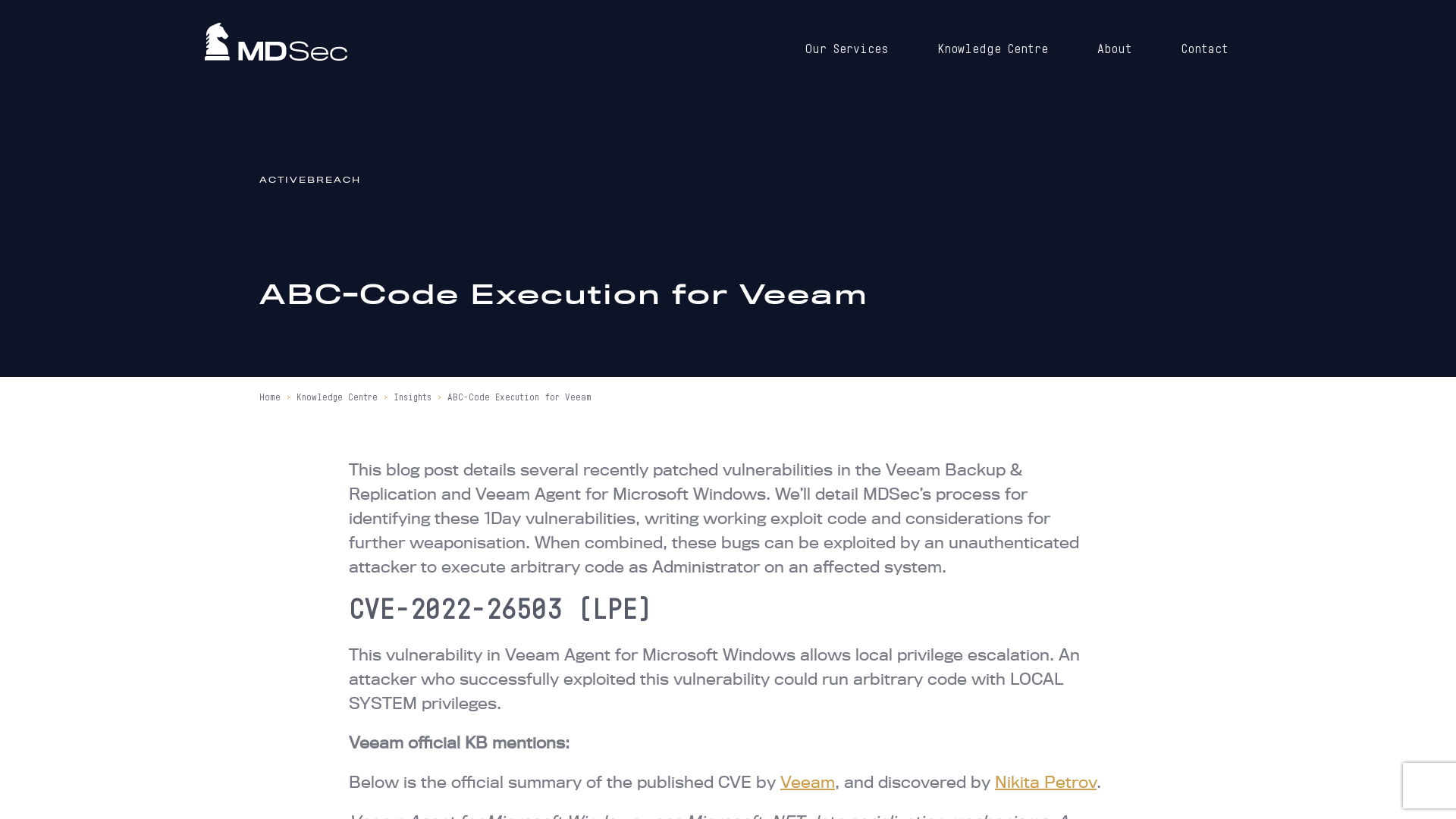 ABC-Code Execution for Veeam - MDSec