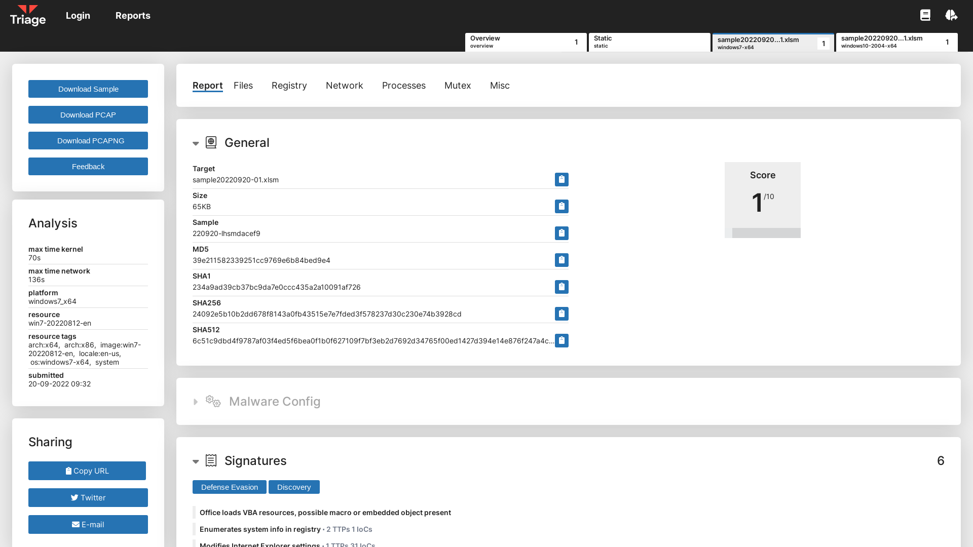Triage | Behavioral Report
