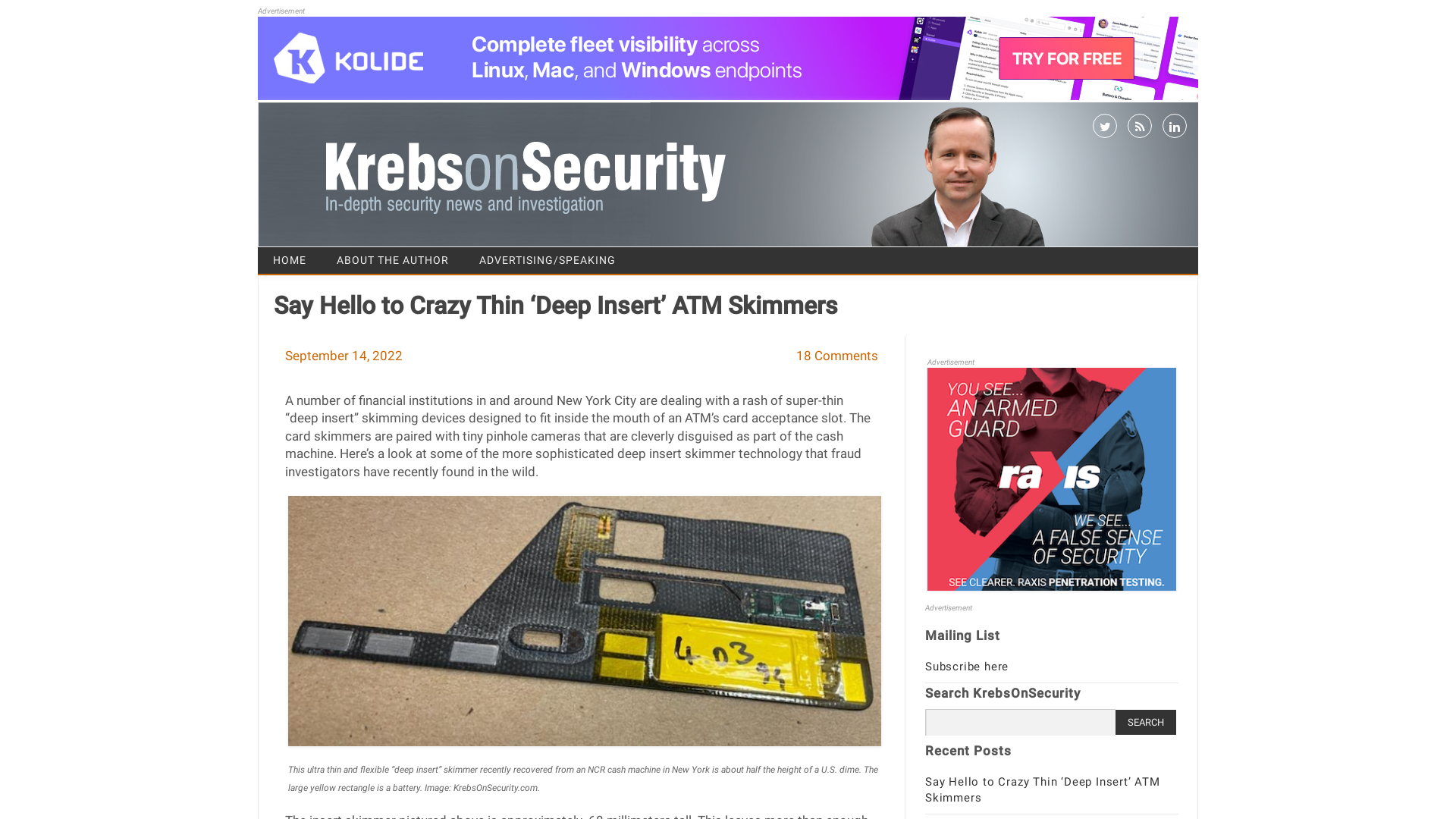Say Hello to Crazy Thin ‘Deep Insert’ ATM Skimmers – Krebs on Security