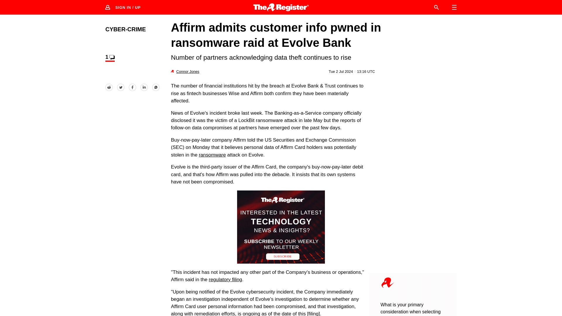 Affirm tells SEC customer data stolen in Evolve breach • The Register