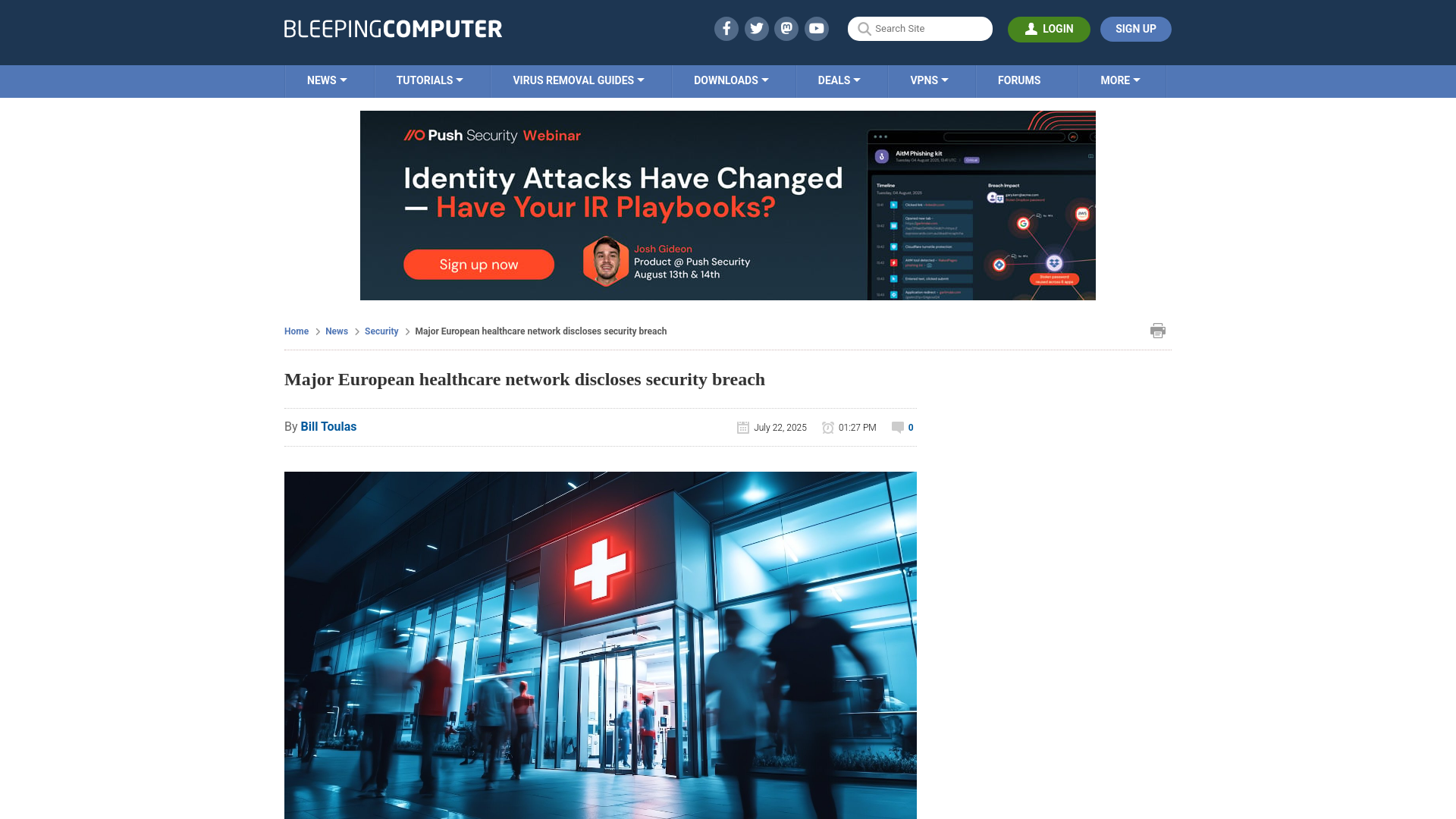 Major European healthcare network discloses security breach