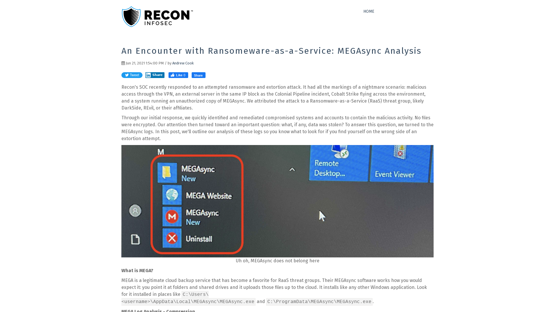 An Encounter with Ransomeware-as-a-Service: MEGAsync Analysis