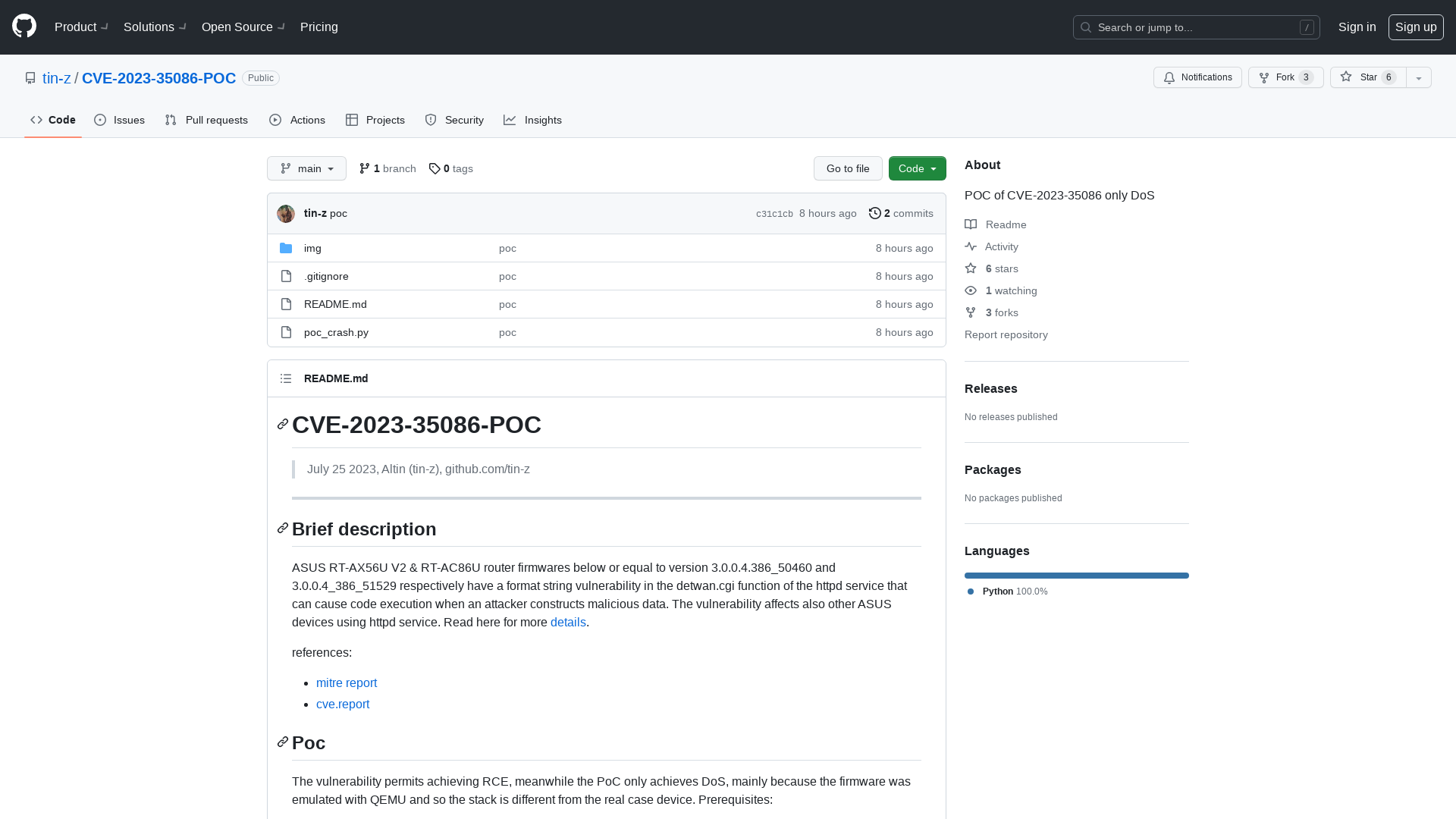 GitHub - tin-z/CVE-2023-35086-POC: POC of CVE-2023-35086 only DoS