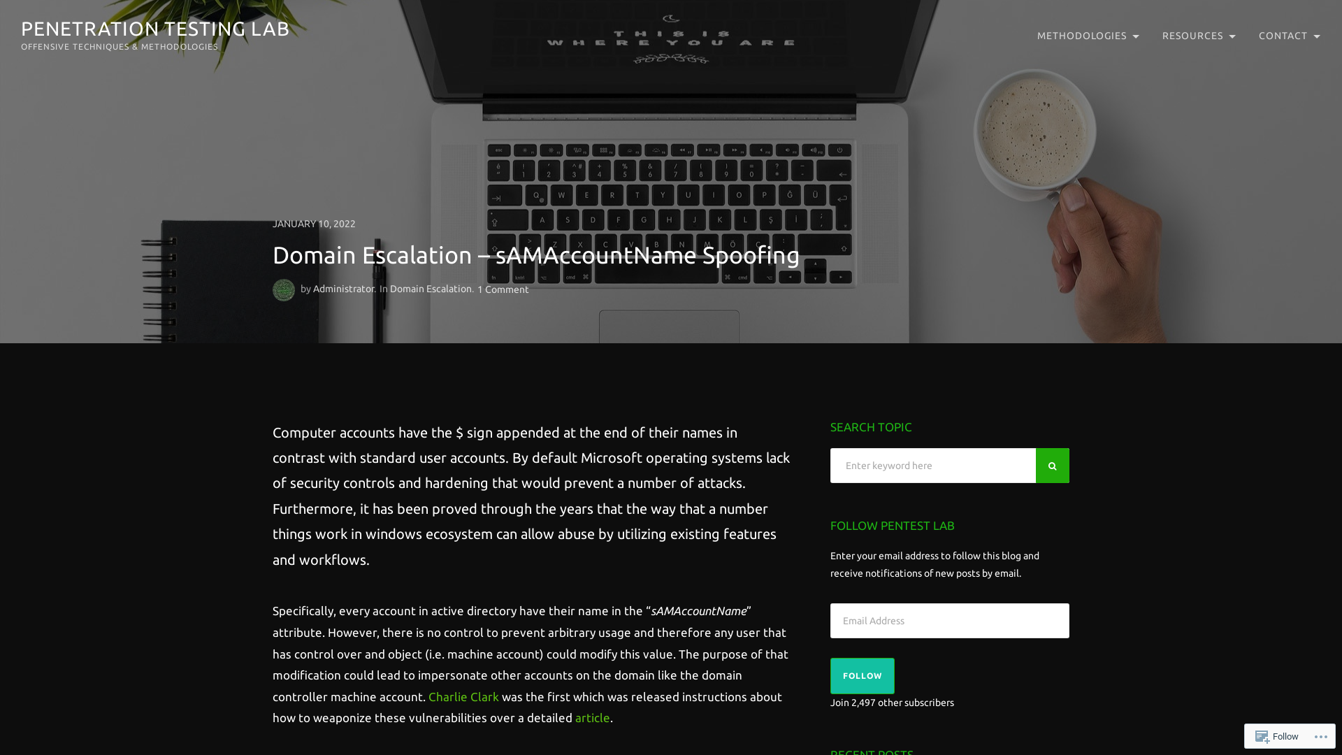 Domain Escalation – sAMAccountName Spoofing – Penetration Testing Lab