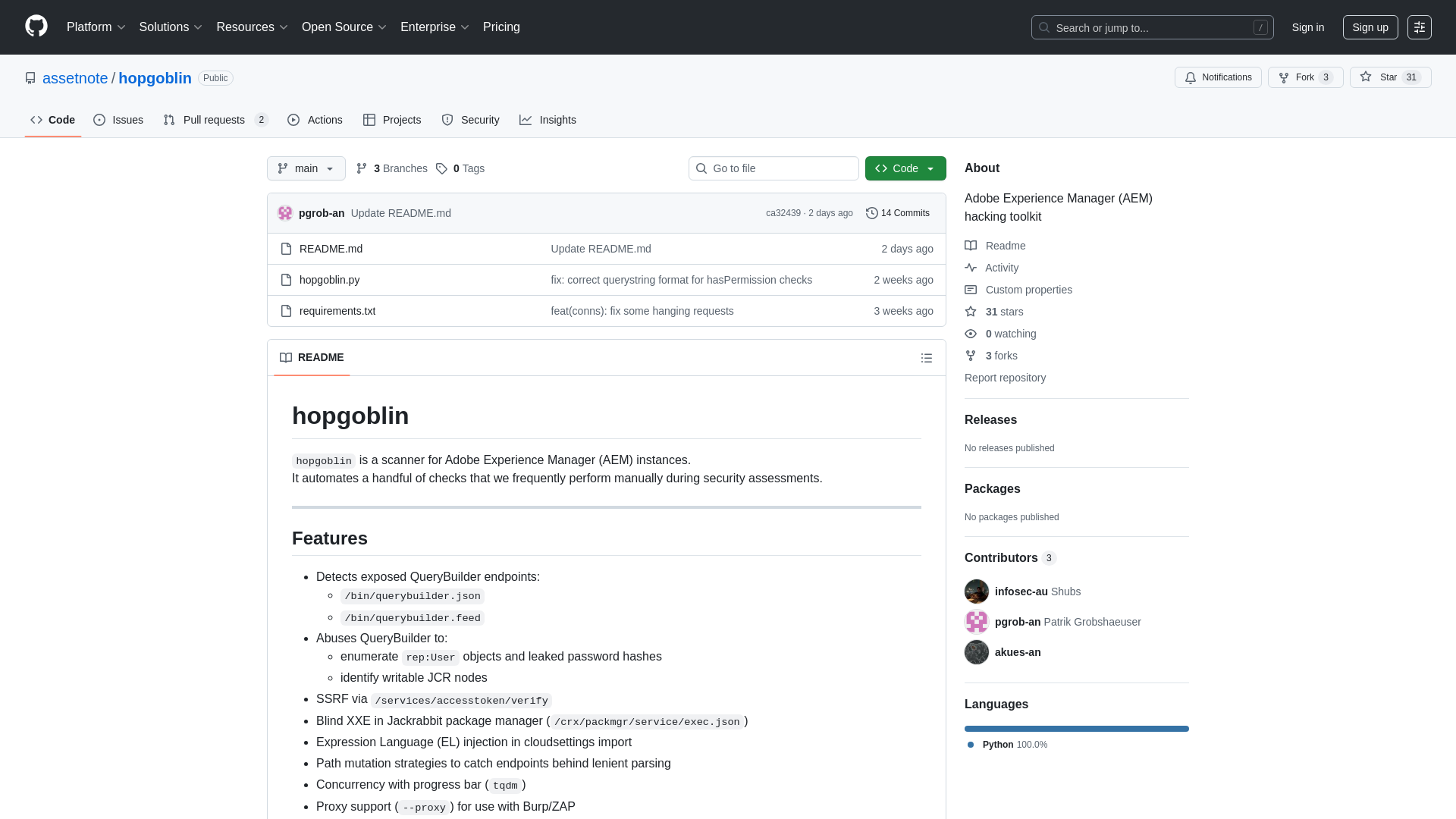 GitHub - assetnote/hopgoblin: Adobe Experience Manager (AEM) hacking toolkit