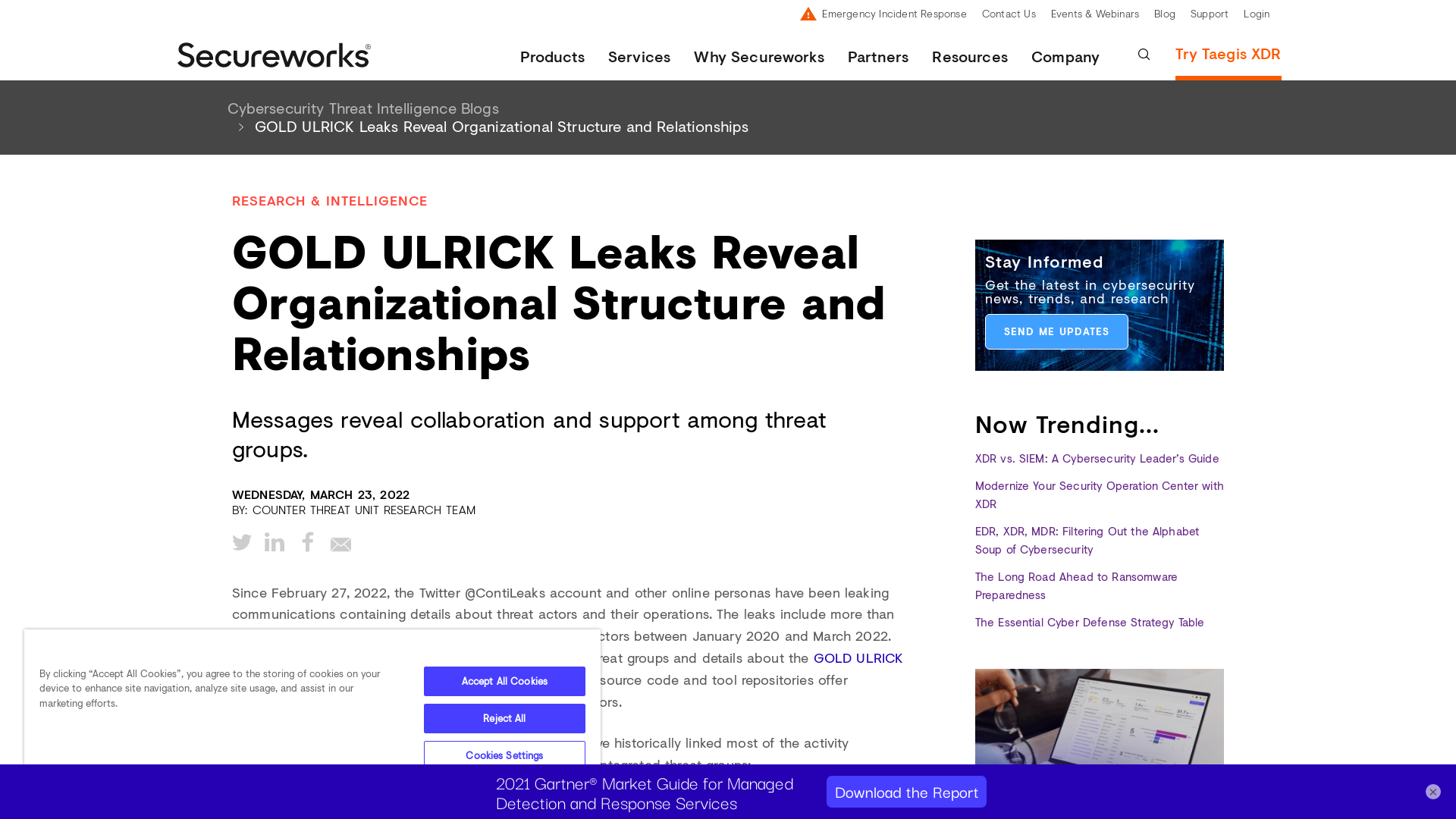 GOLD ULRICK leaks reveal organizational structure and relationships | Secureworks
