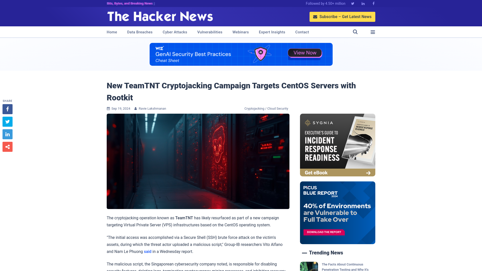 New TeamTNT Cryptojacking Campaign Targets CentOS Servers with Rootkit