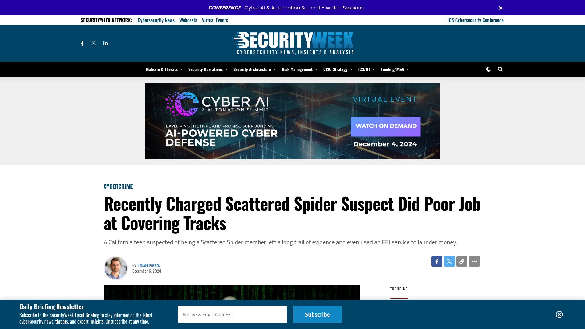 Recently Charged Scattered Spider Suspect Did Poor Job at Covering Tracks - SecurityWeek