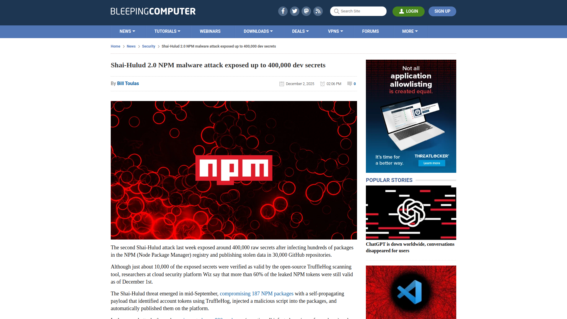 Shai-Hulud 2.0 NPM malware attack exposed up to 400,000 dev secrets