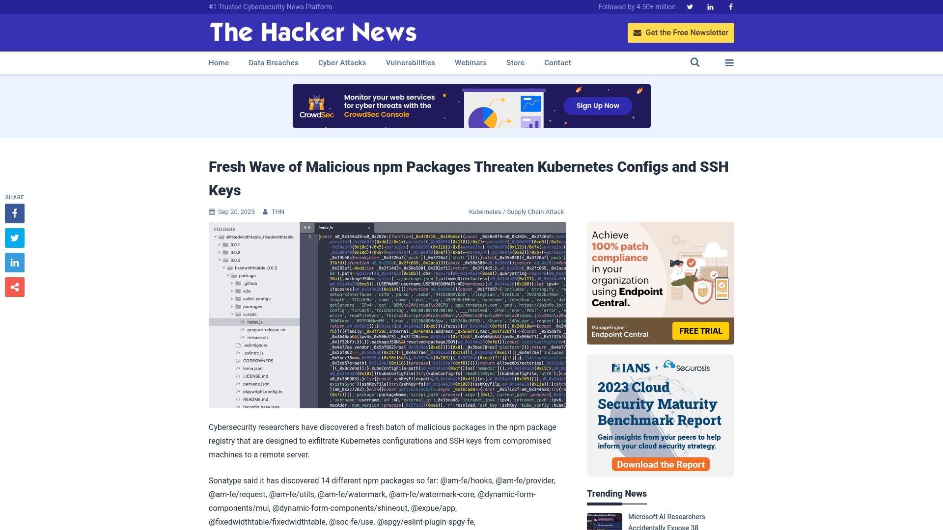 Fresh Wave of Malicious npm Packages Threaten Kubernetes Configs and SSH Keys