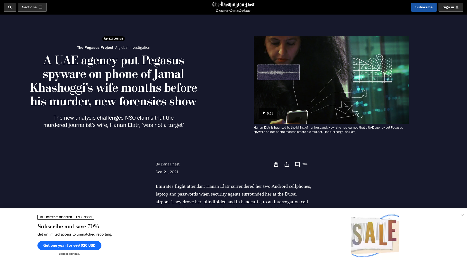 UAE agency put Pegasus spyware on the phone of Hanan Elatr, Jamal Khashoggi’s wife - Washington Post