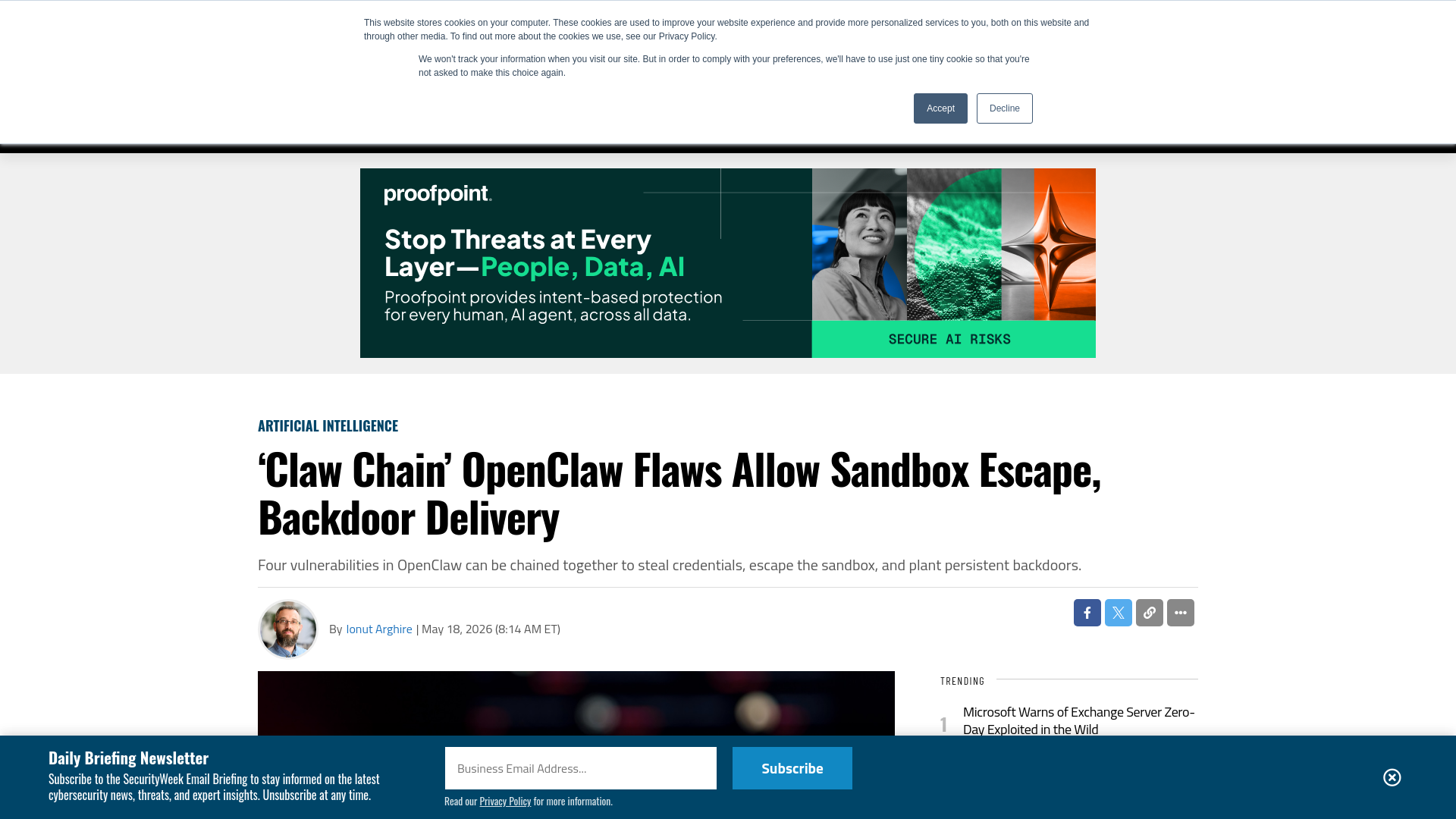'Claw Chain' OpenClaw Flaws Allow Sandbox Escape, Backdoor Delivery - SecurityWeek