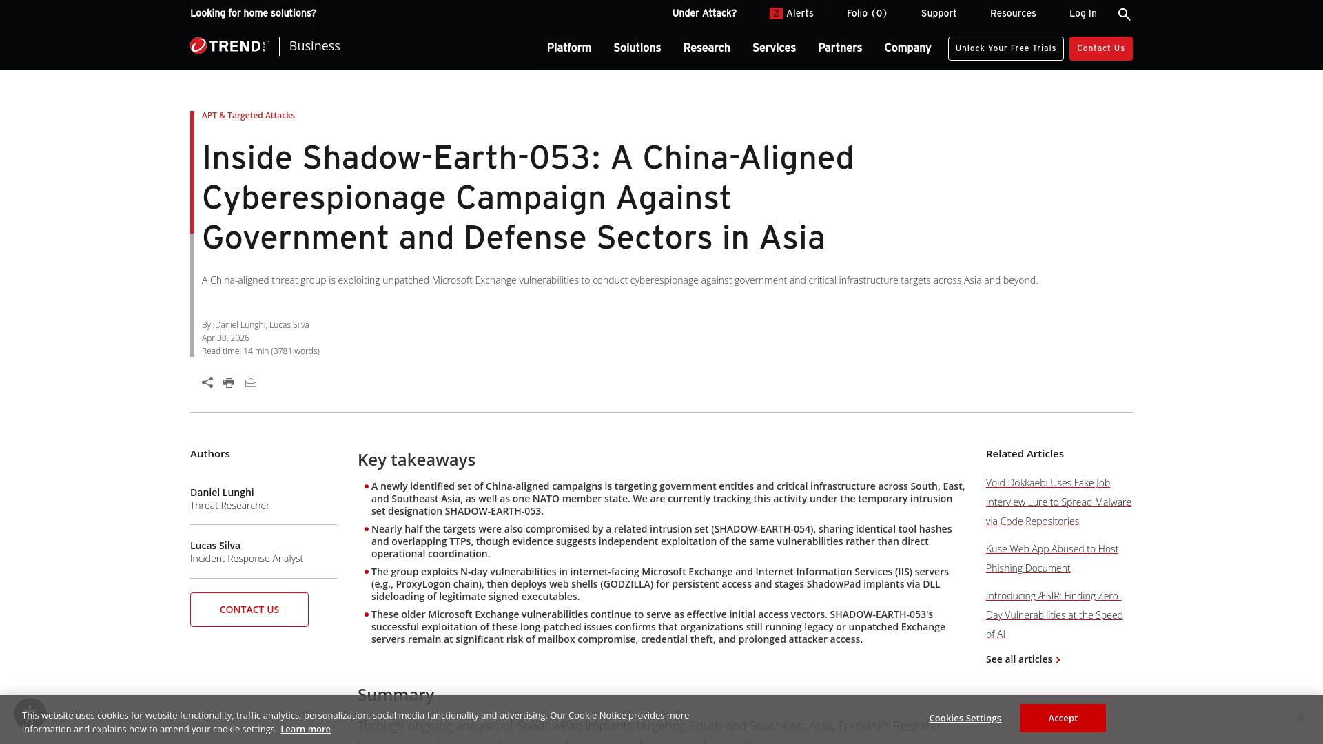 Inside Shadow-Earth-053: A China-Aligned Cyberespionage Campaign Against Government and Defense Sectors in Asia | Trend Micro (US)