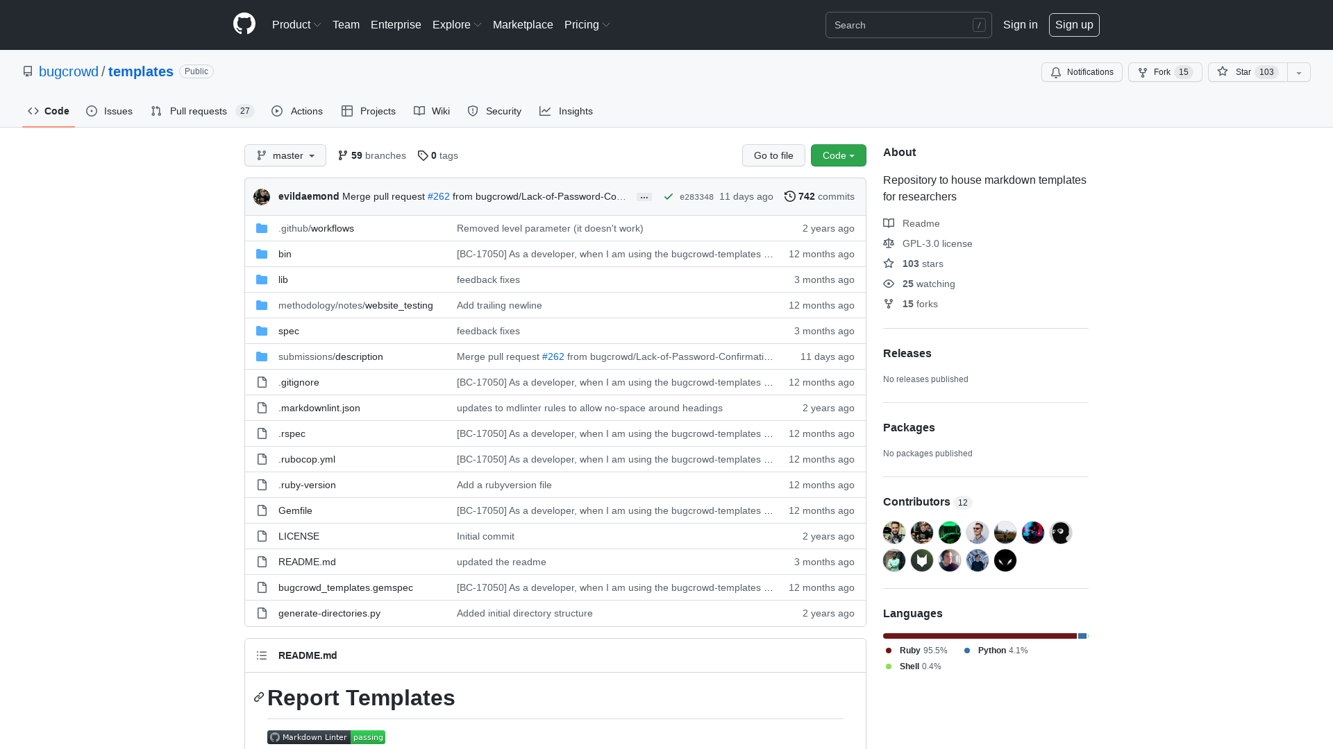 GitHub - bugcrowd/templates: Repository to house markdown templates for researchers