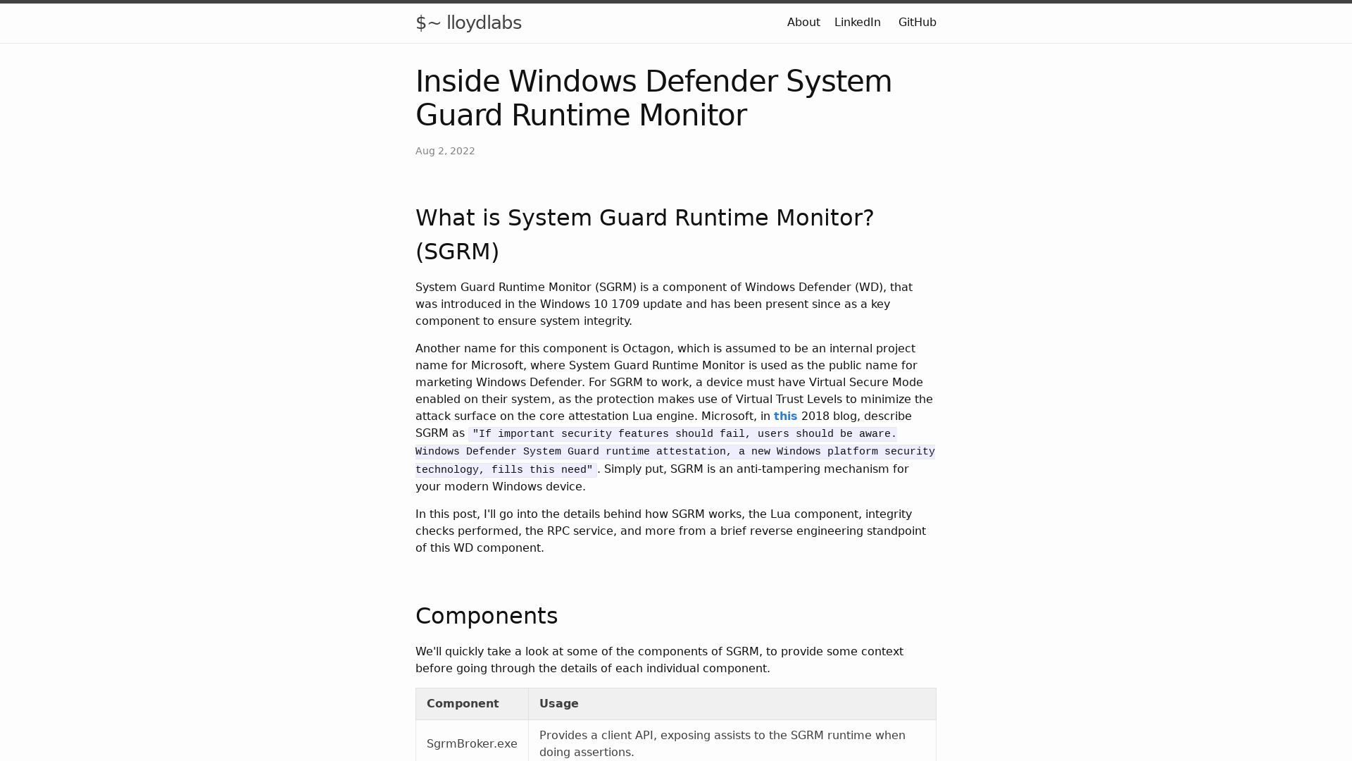 Inside Windows Defender System Guard Runtime Monitor | $~ lloydlabs