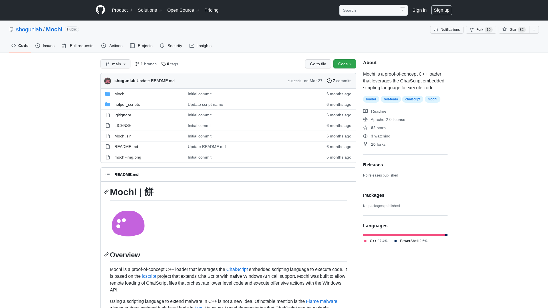 GitHub - shogunlab/Mochi: Mochi is a proof-of-concept C++ loader that leverages the ChaiScript embedded scripting language to execute code.