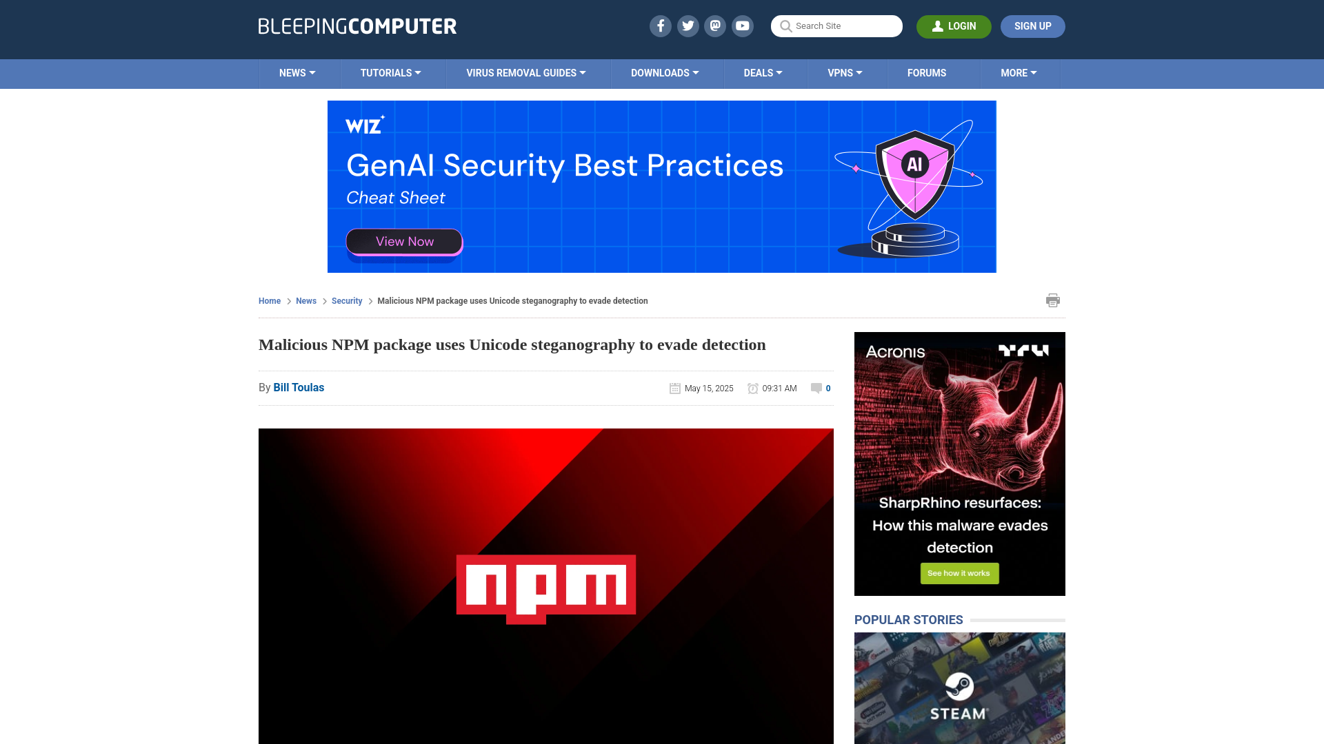 Malicious NPM package uses Unicode steganography to evade detection