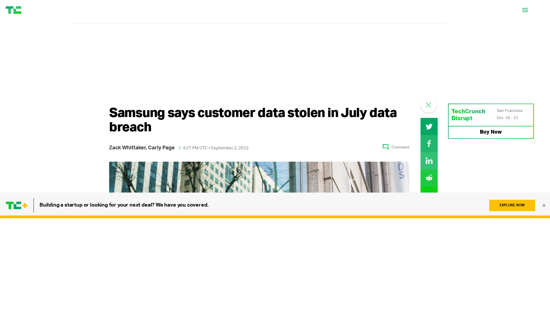 Samsung says customer data stolen in July data breach | TechCrunch